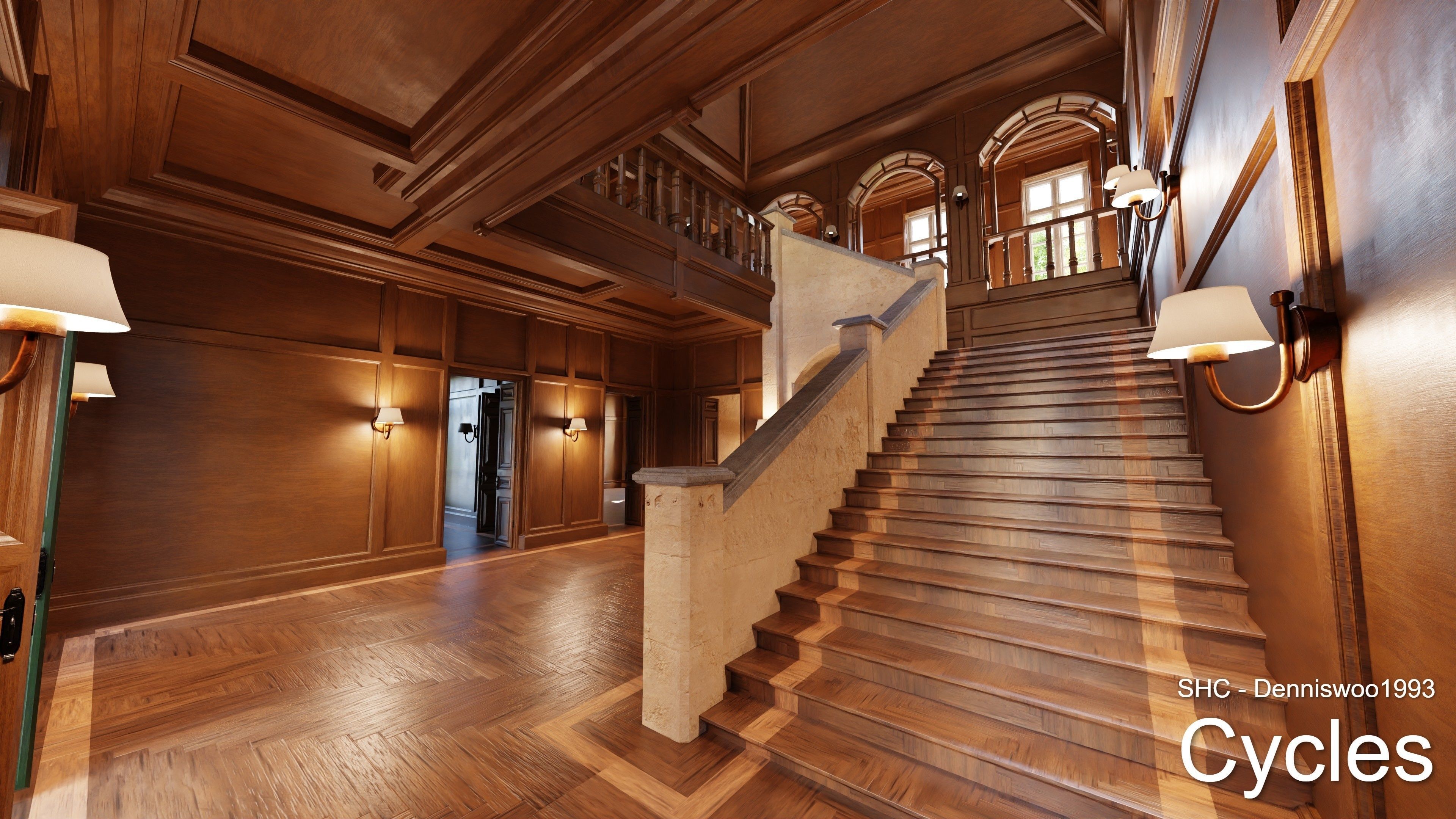 Classic Estate with interior for Blender Eevee and Cycles Low-poly 3D model_39