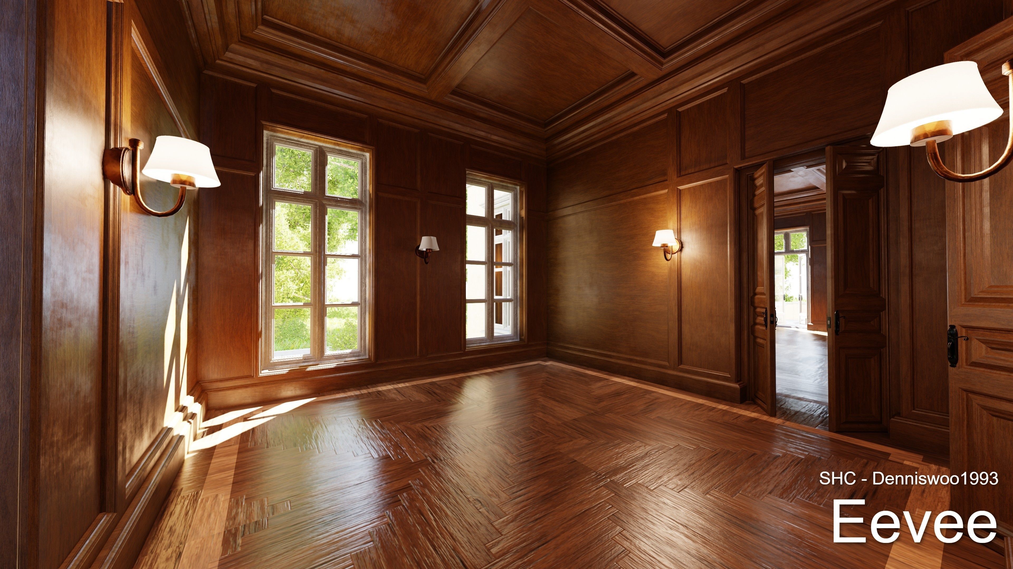 Classic Estate with interior for Blender Eevee and Cycles Low-poly 3D model_55