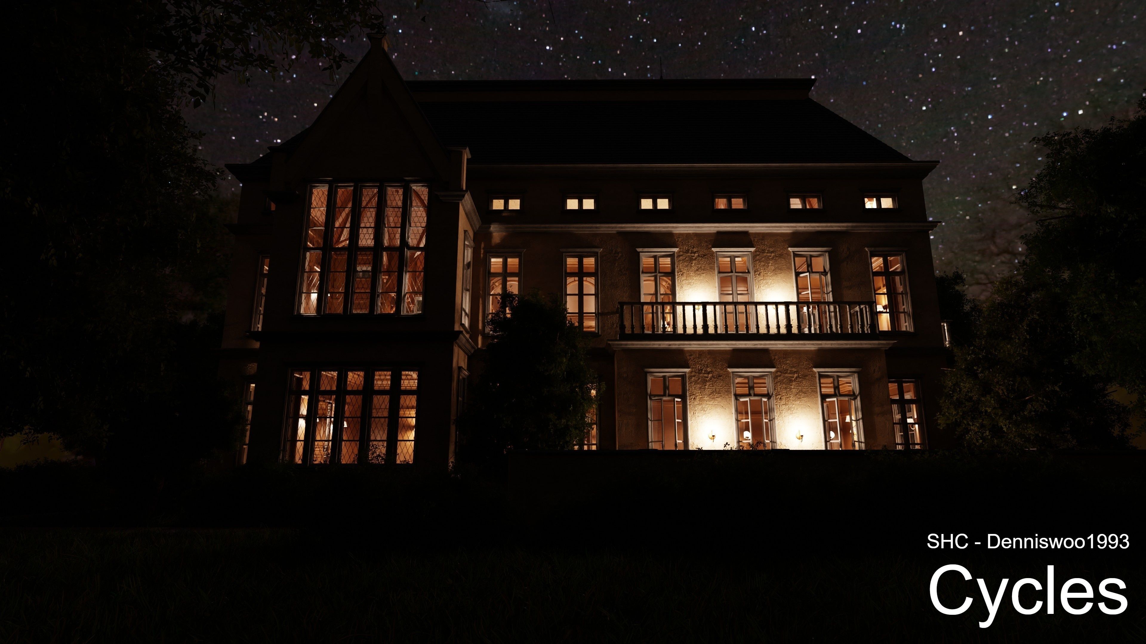 Classic Estate with interior for Blender Eevee and Cycles Low-poly 3D model_45