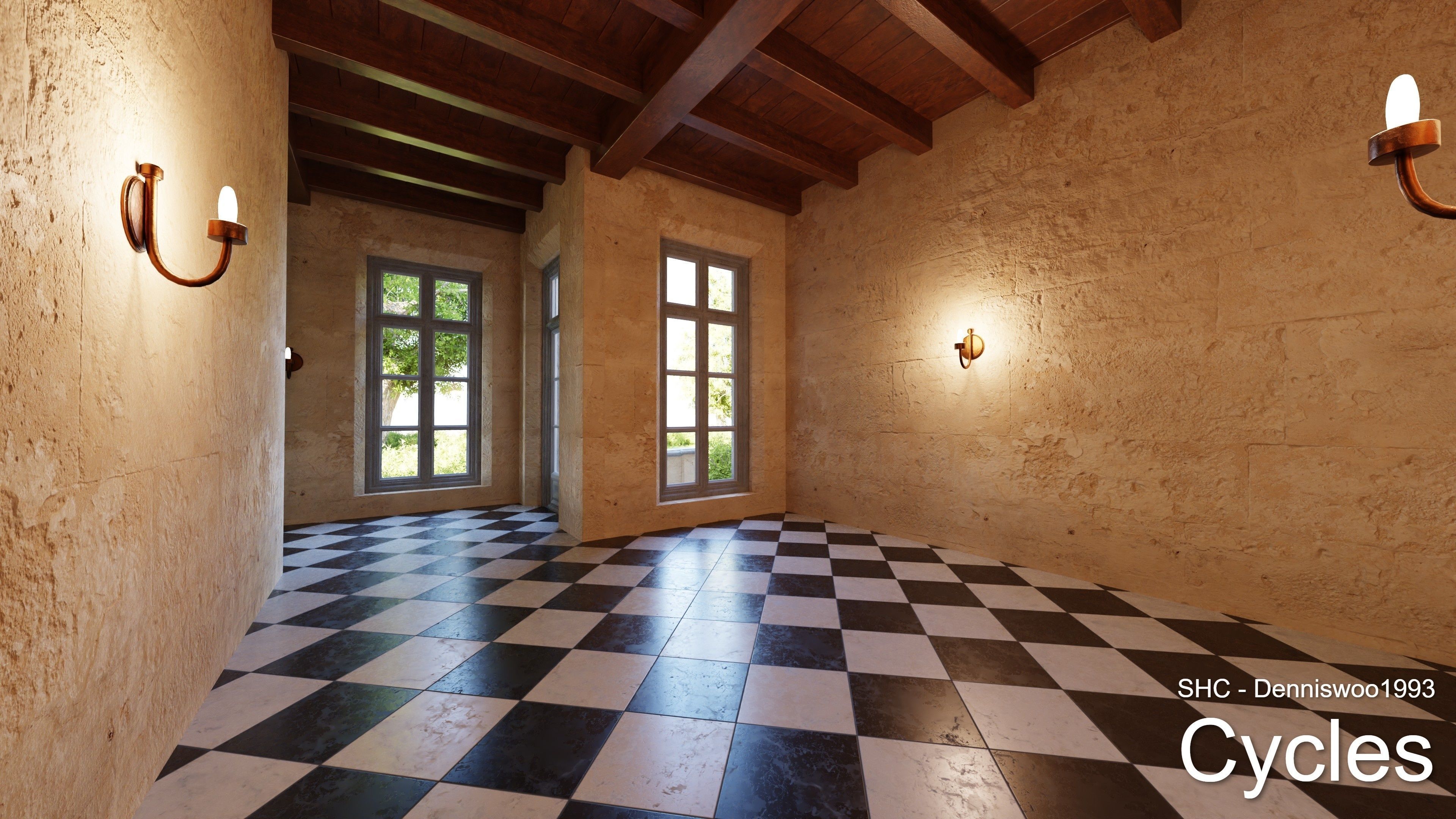 Classic Estate with interior for Blender Eevee and Cycles Low-poly 3D model_31