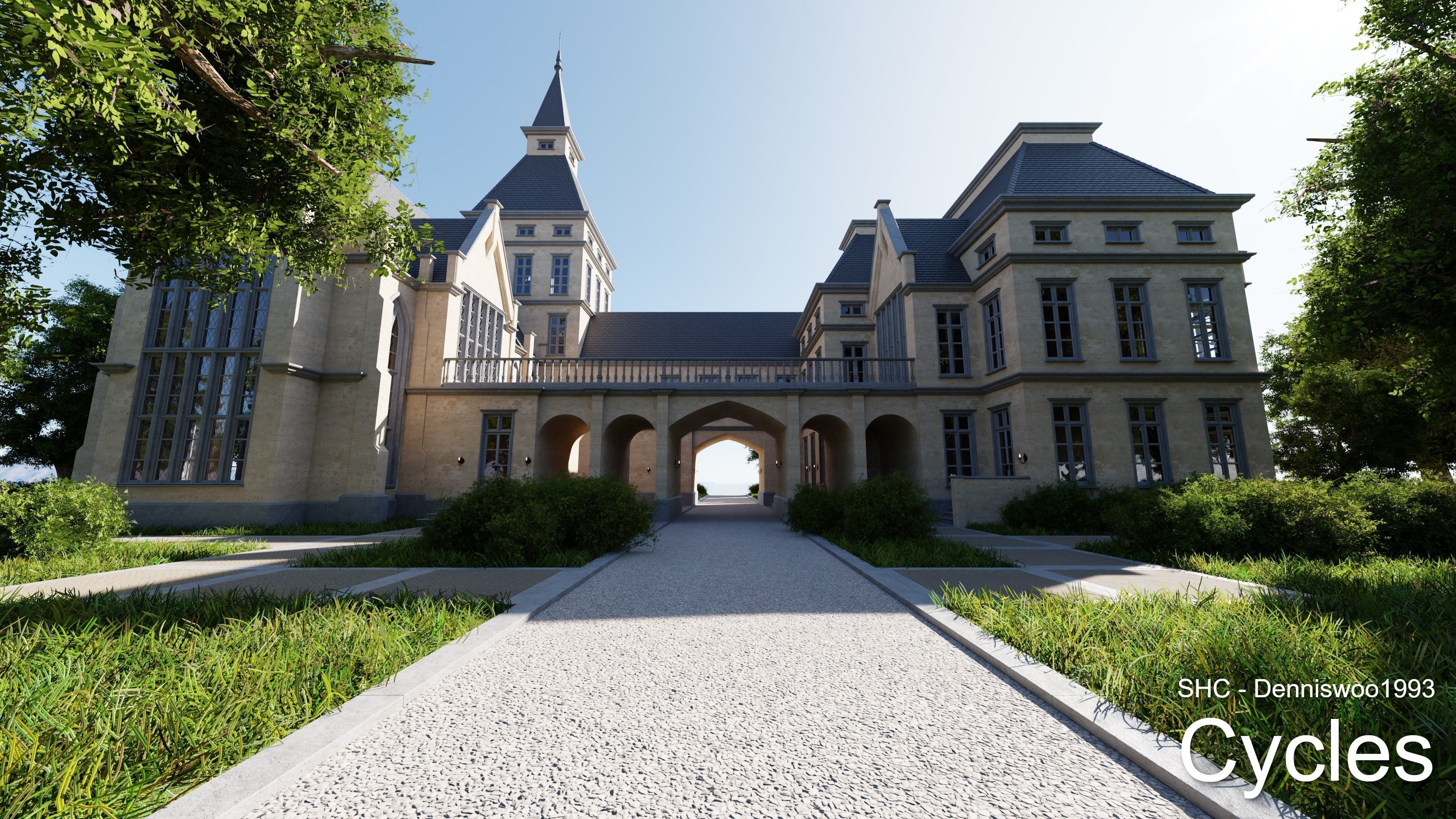 Classic Estate with interior for Blender Eevee and Cycles Low-poly 3D model_15