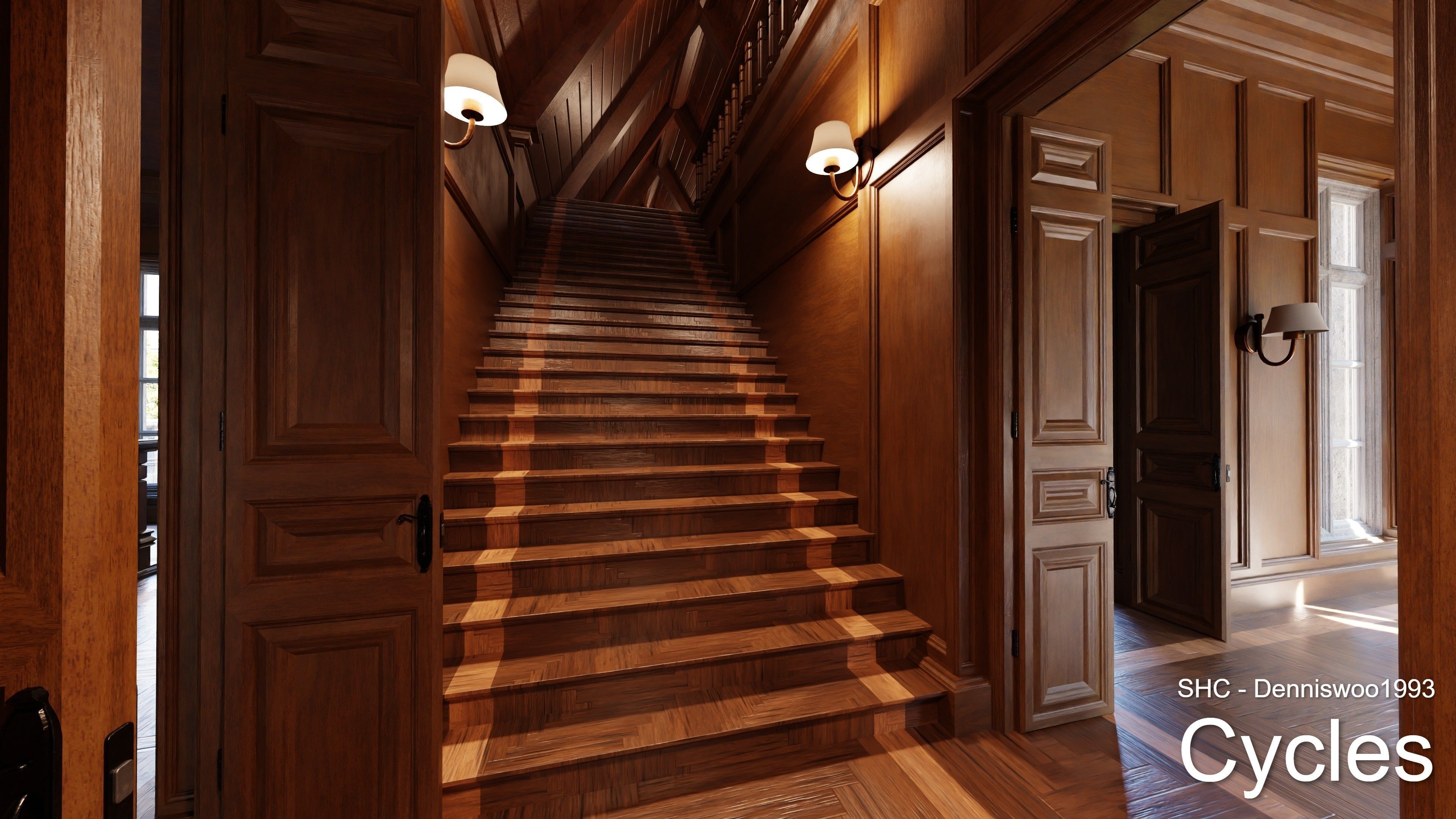 Classic Estate with interior for Blender Eevee and Cycles Low-poly 3D model_21