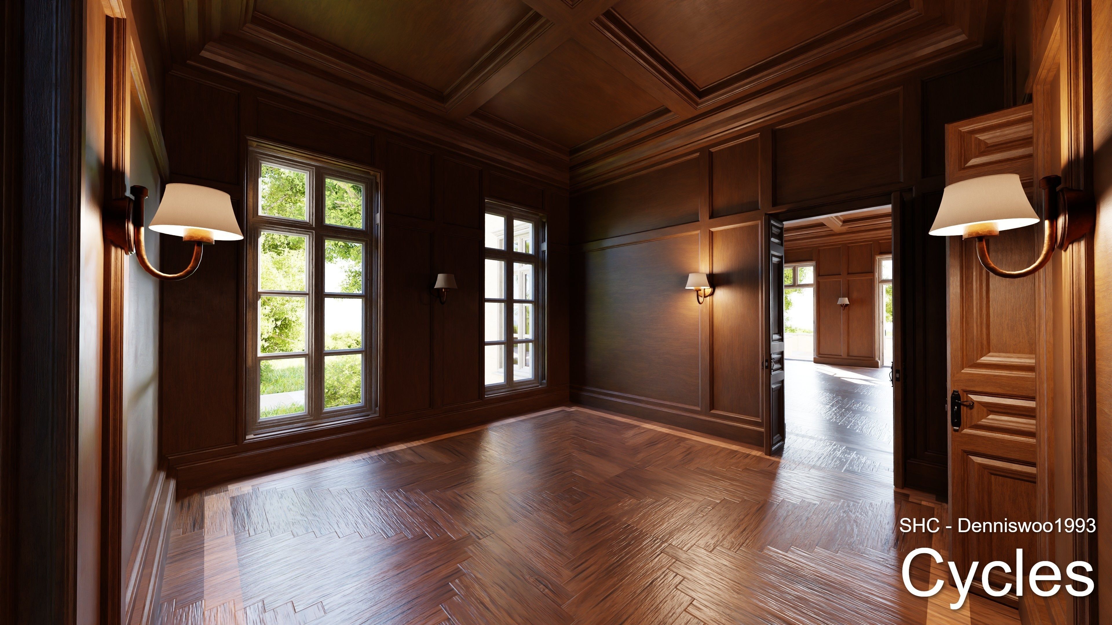 Classic Estate with interior for Blender Eevee and Cycles Low-poly 3D model_37