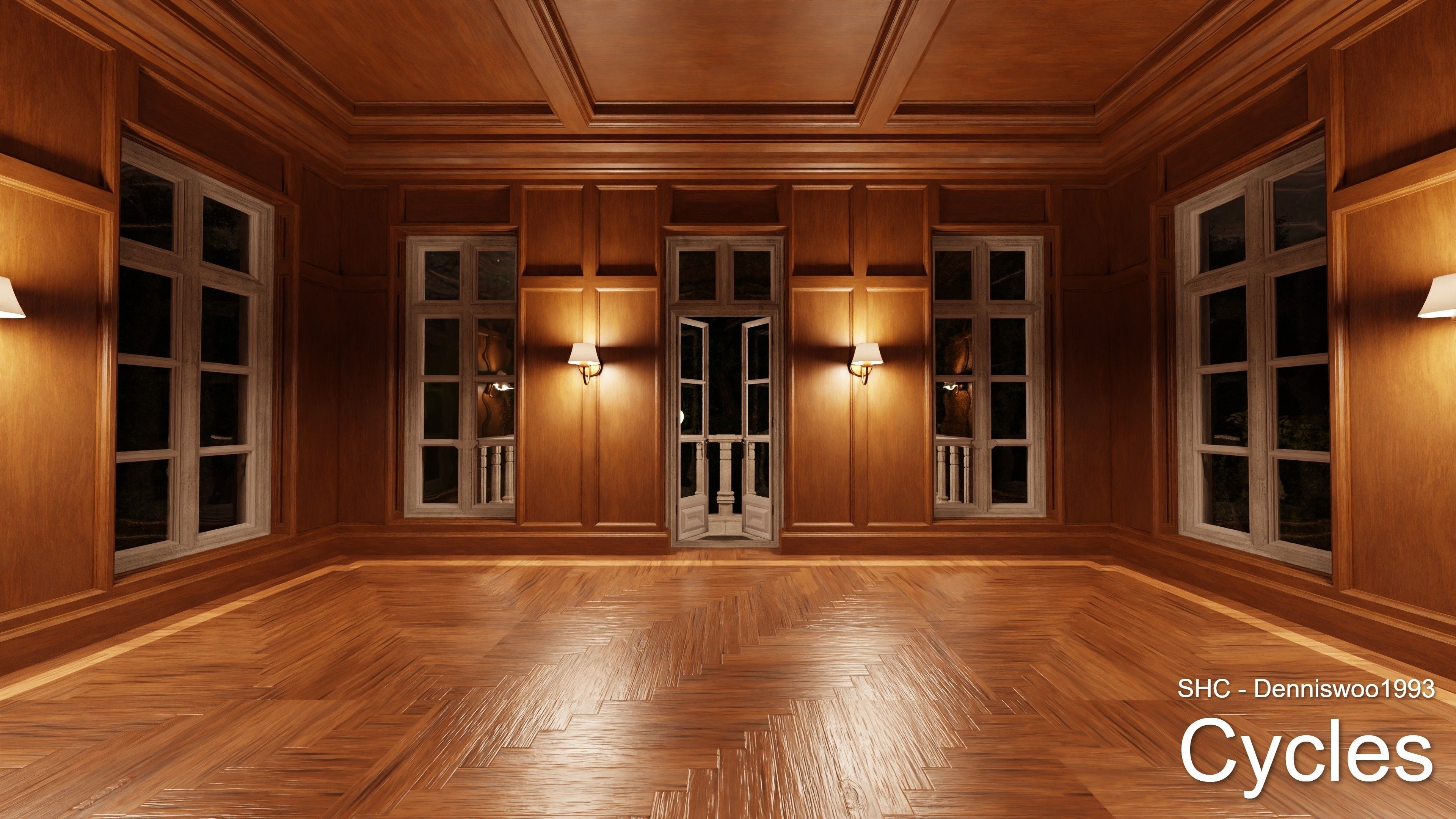 Classic Estate with interior for Blender Eevee and Cycles Low-poly 3D model_44