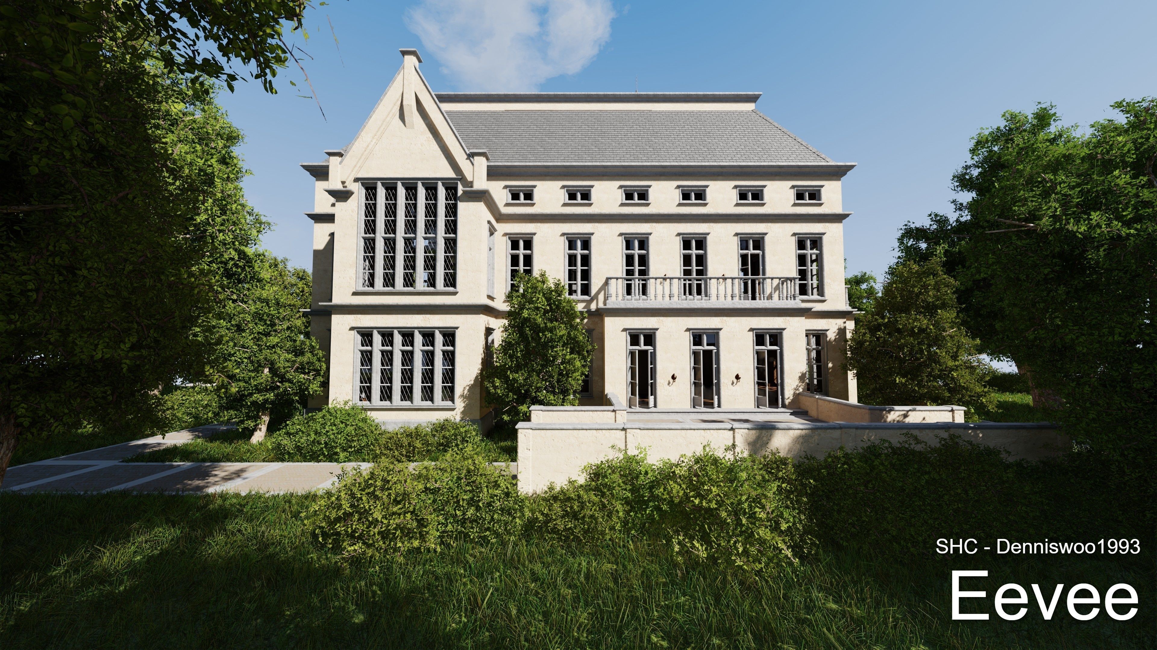 Classic Estate with interior for Blender Eevee and Cycles Low-poly 3D model_71