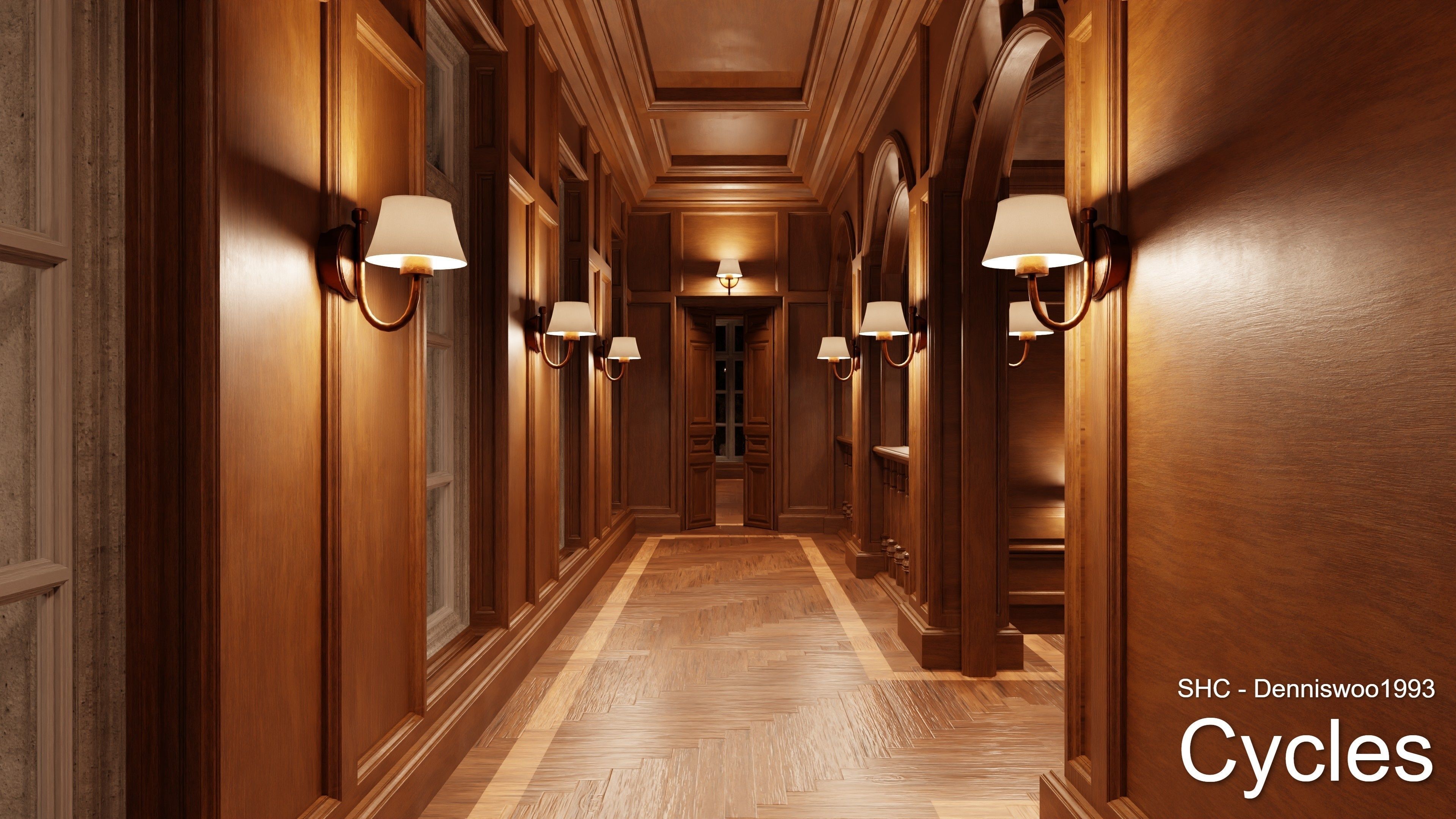 Classic Estate with interior for Blender Eevee and Cycles Low-poly 3D model_9