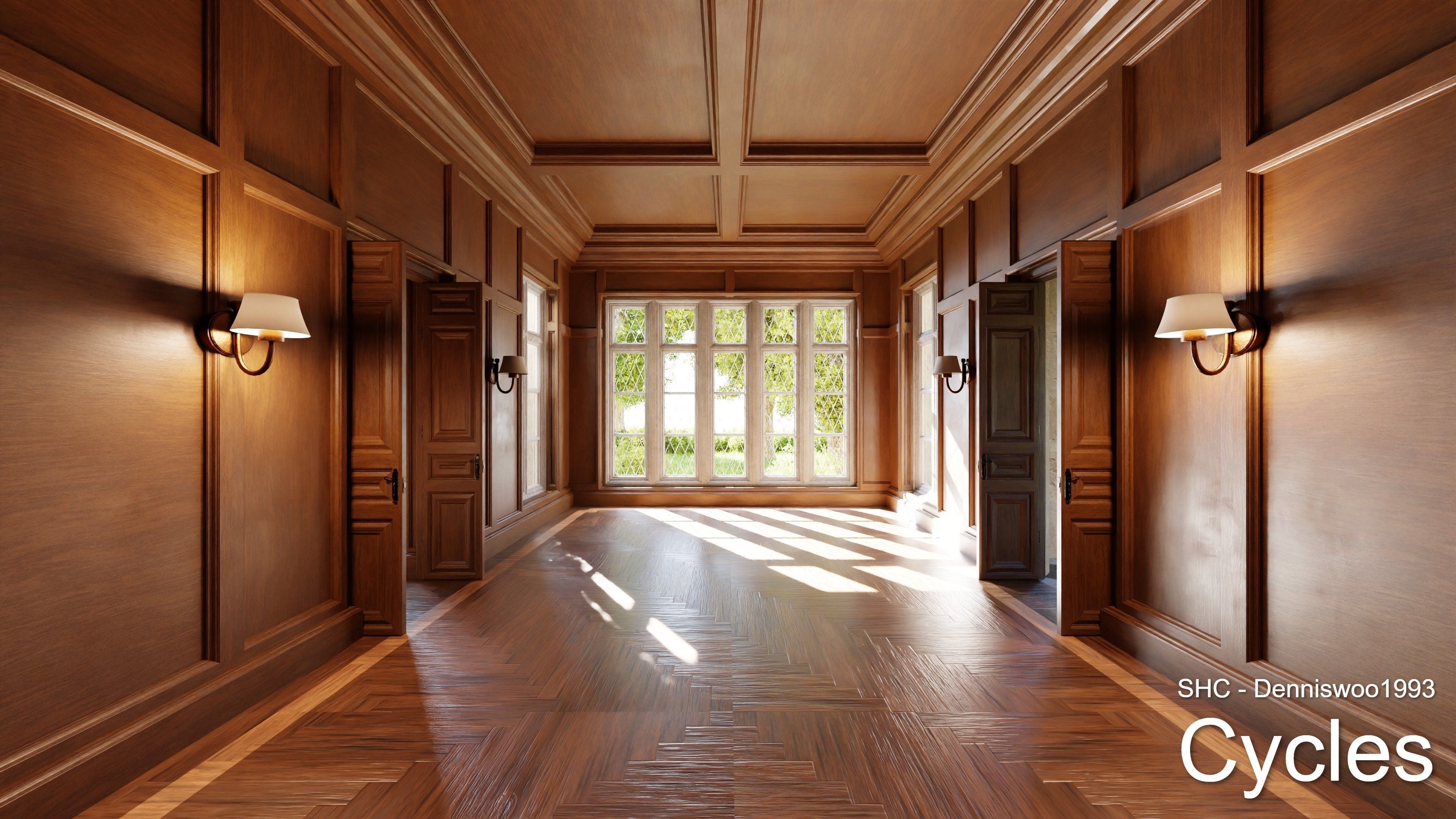 Classic Estate with interior for Blender Eevee and Cycles Low-poly 3D model_32