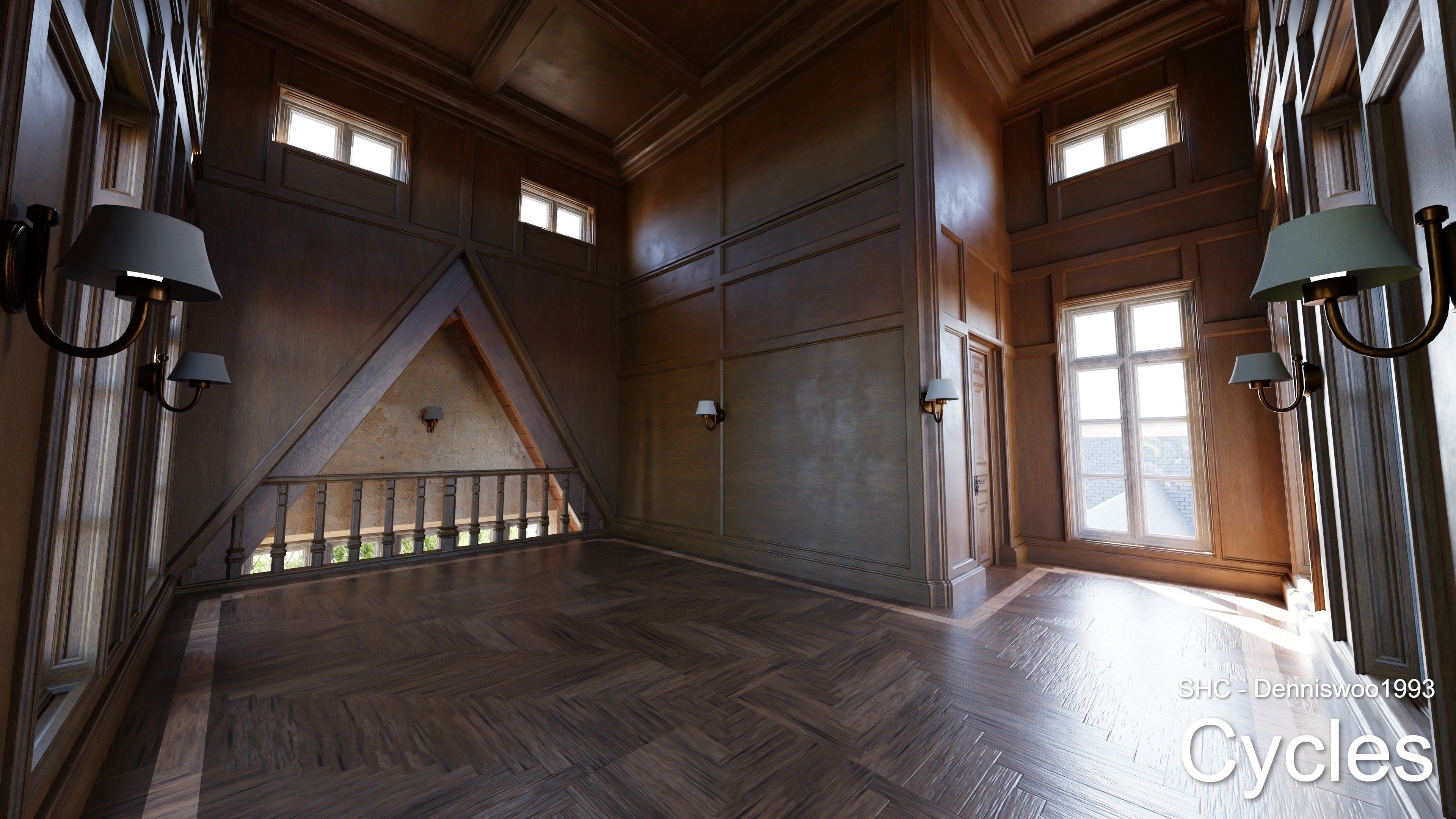 Classic Estate with interior for Blender Eevee and Cycles Low-poly 3D model_18