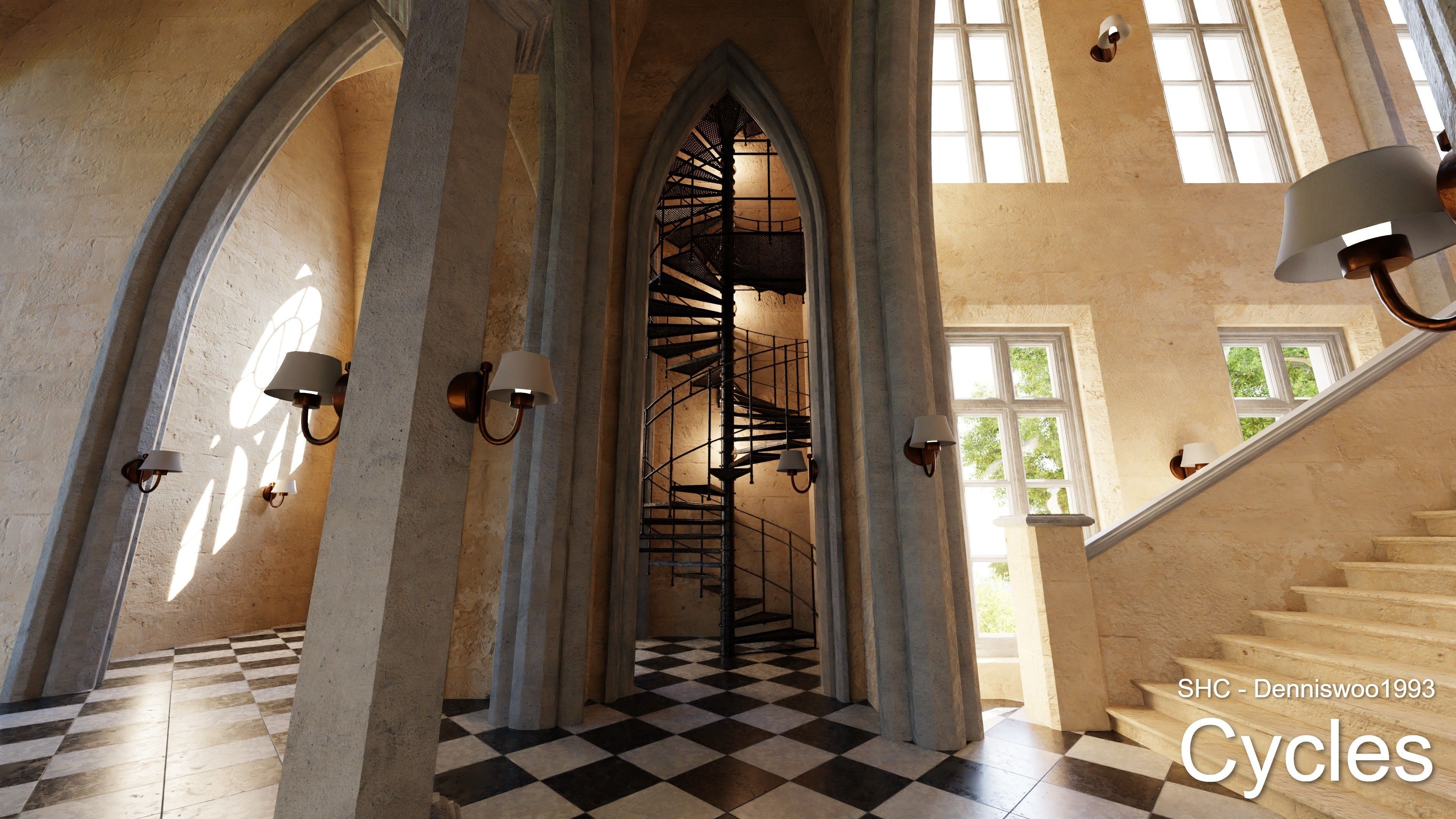 Classic Estate with interior for Blender Eevee and Cycles Low-poly 3D model_14