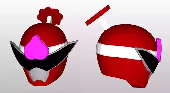 Don Momotaro Helmet Pepakura or Papercraft Template Low-poly 3D model