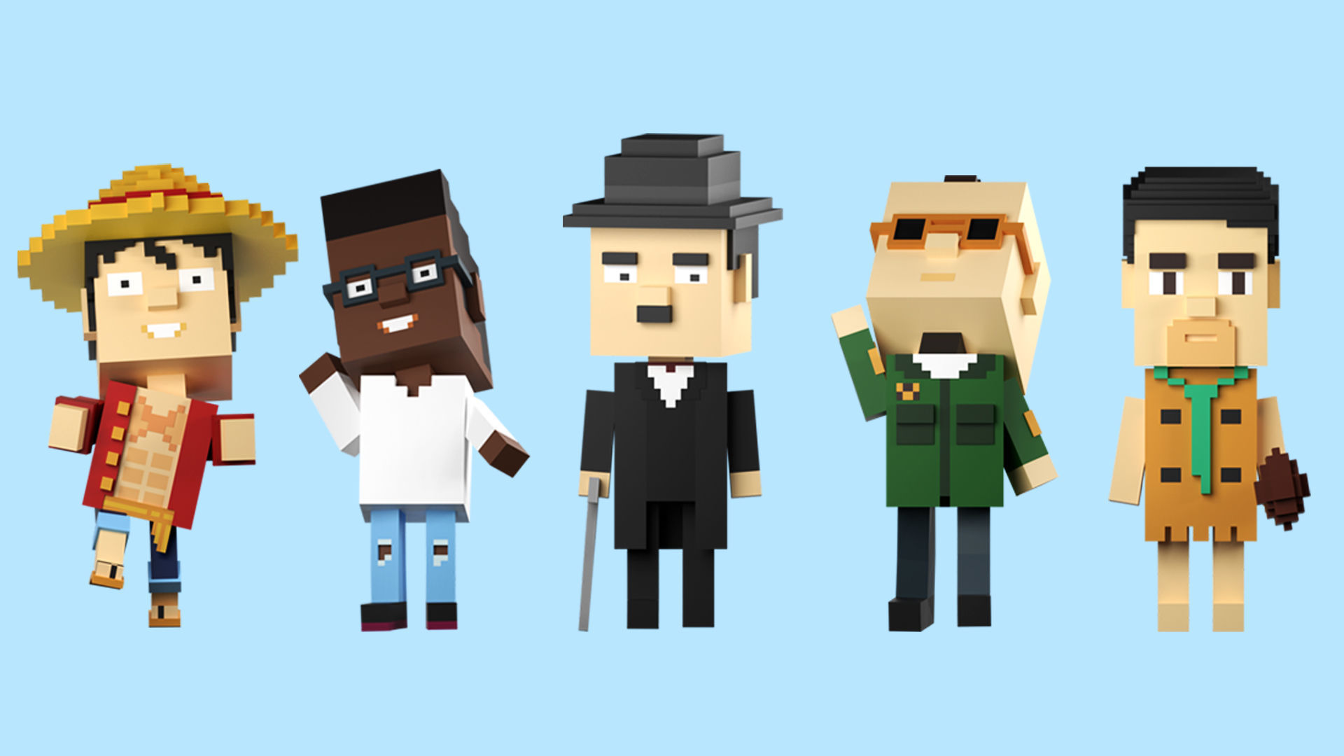 Low poly characters 3 in voxel style  Low-poly 3D model_2