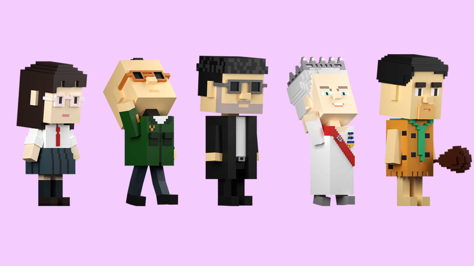 Low poly characters 3 in voxel style  Low-poly 3D model_3