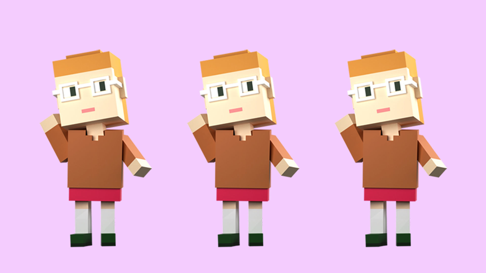 Low poly characters 3 in voxel style  Low-poly 3D model_24