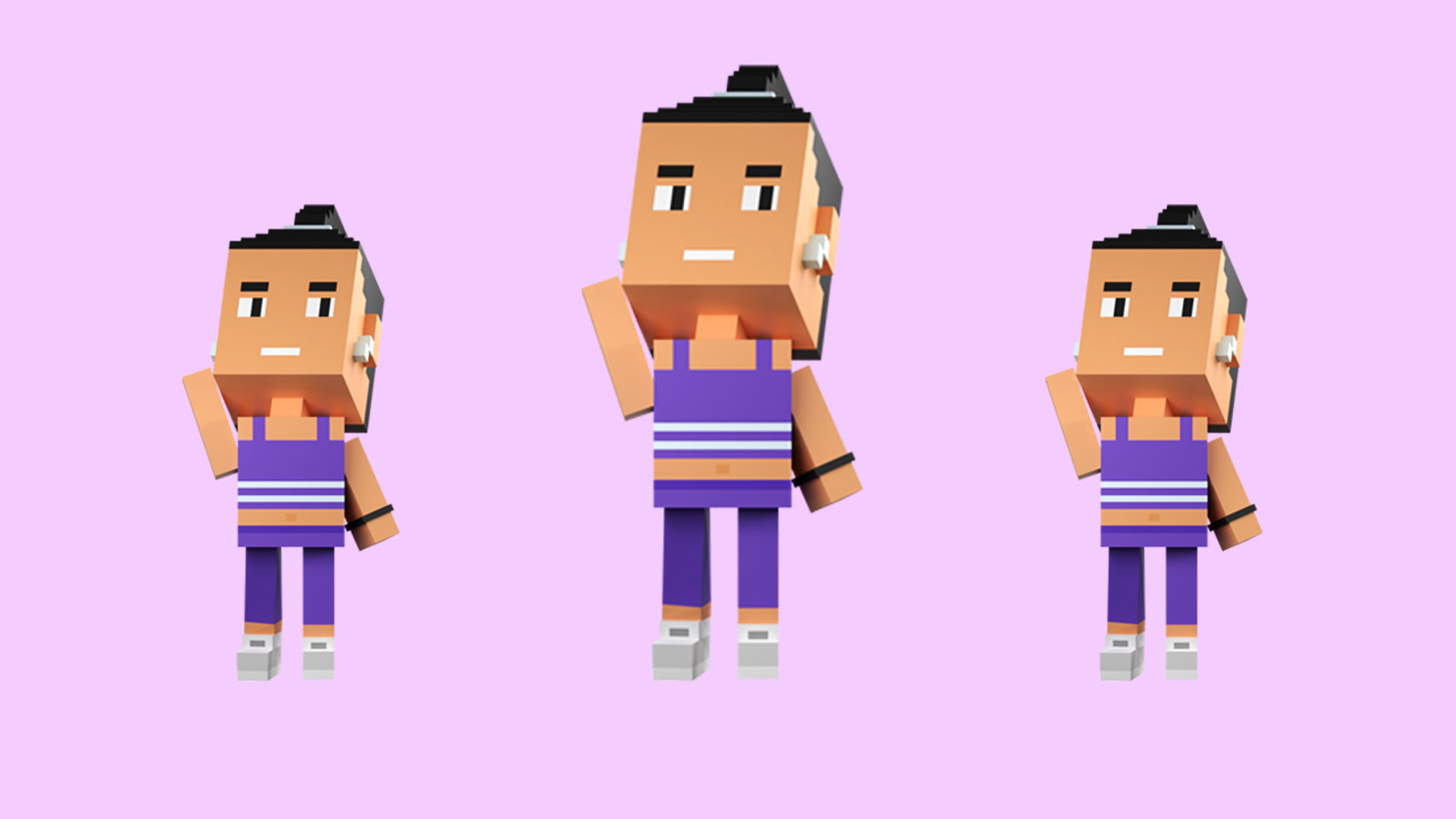 Low poly characters 3 in voxel style  Low-poly 3D model_16
