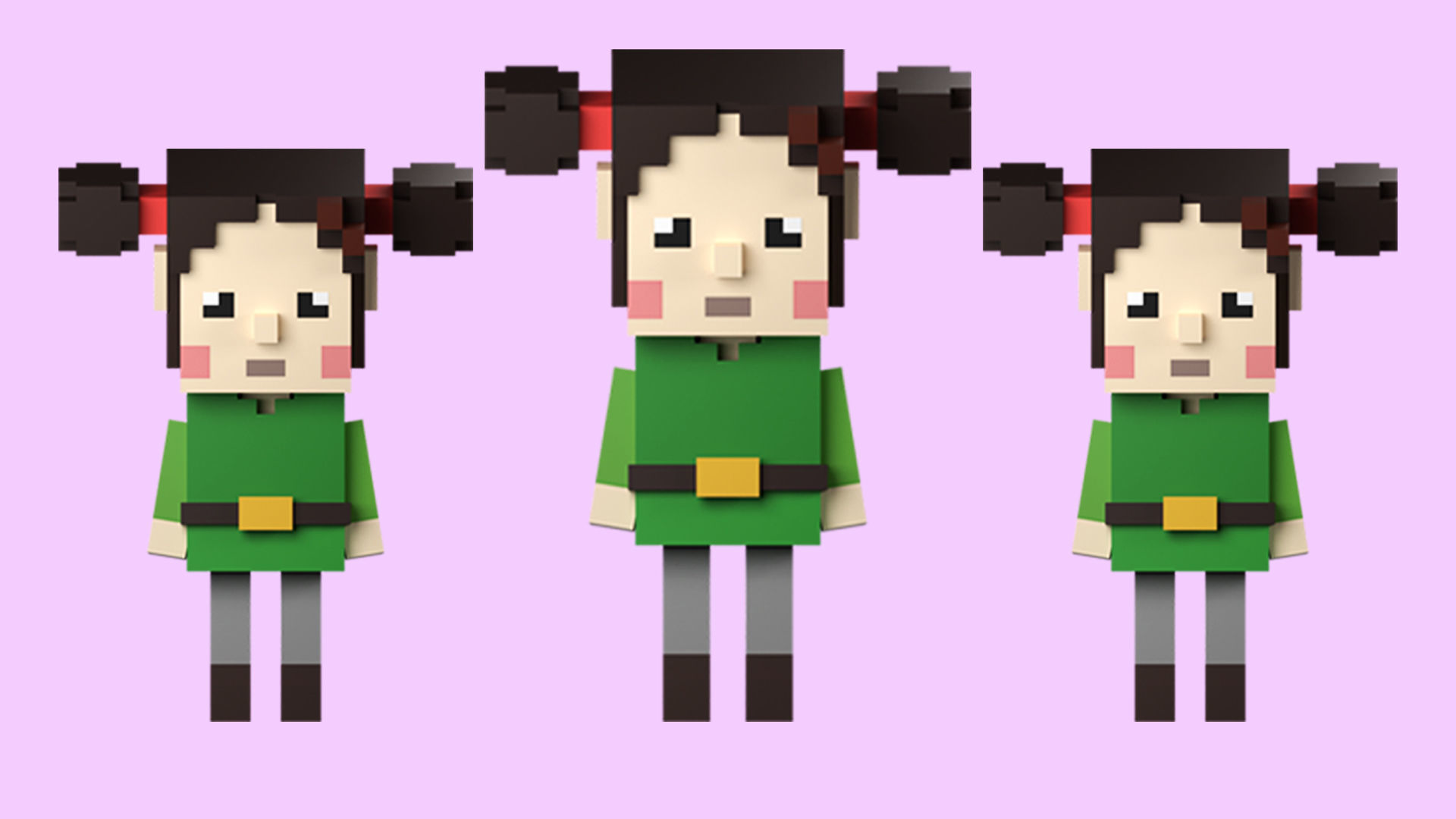 Low poly characters 3 in voxel style  Low-poly 3D model_18