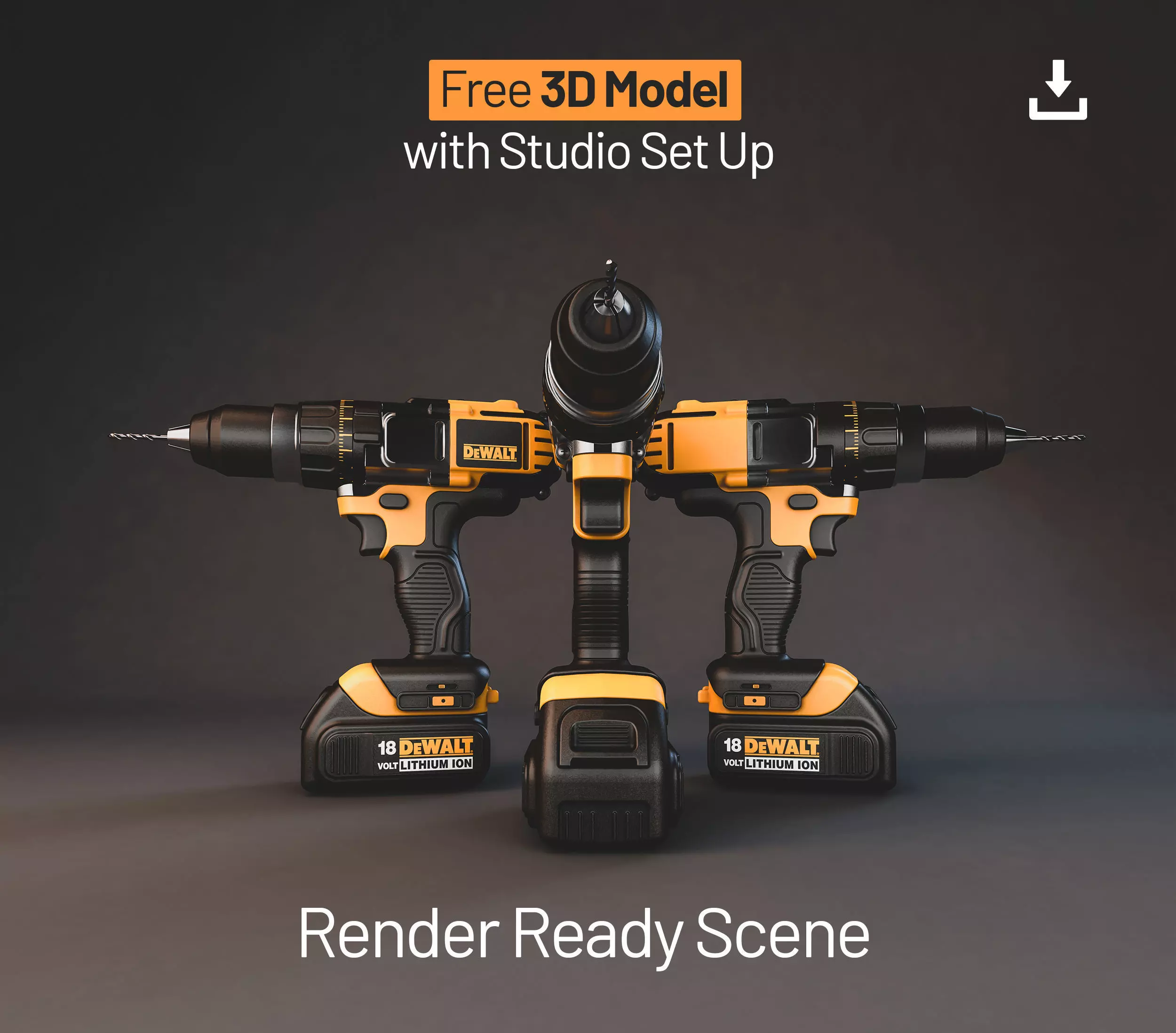 DeWalt Cordless Drill Machine Free 3D Set Up Free 3D model