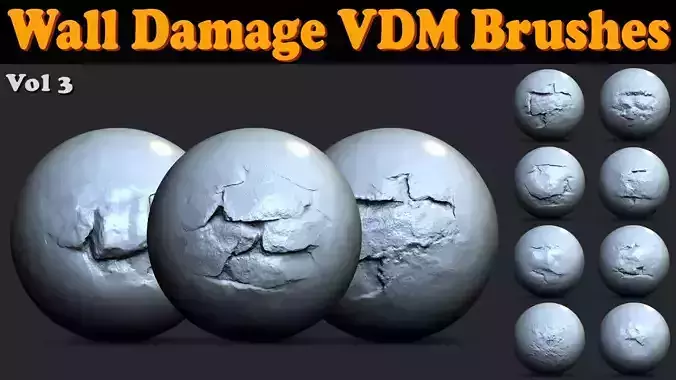 Wall Damage VDM Brushes Vol 3 Low-poly 3D model