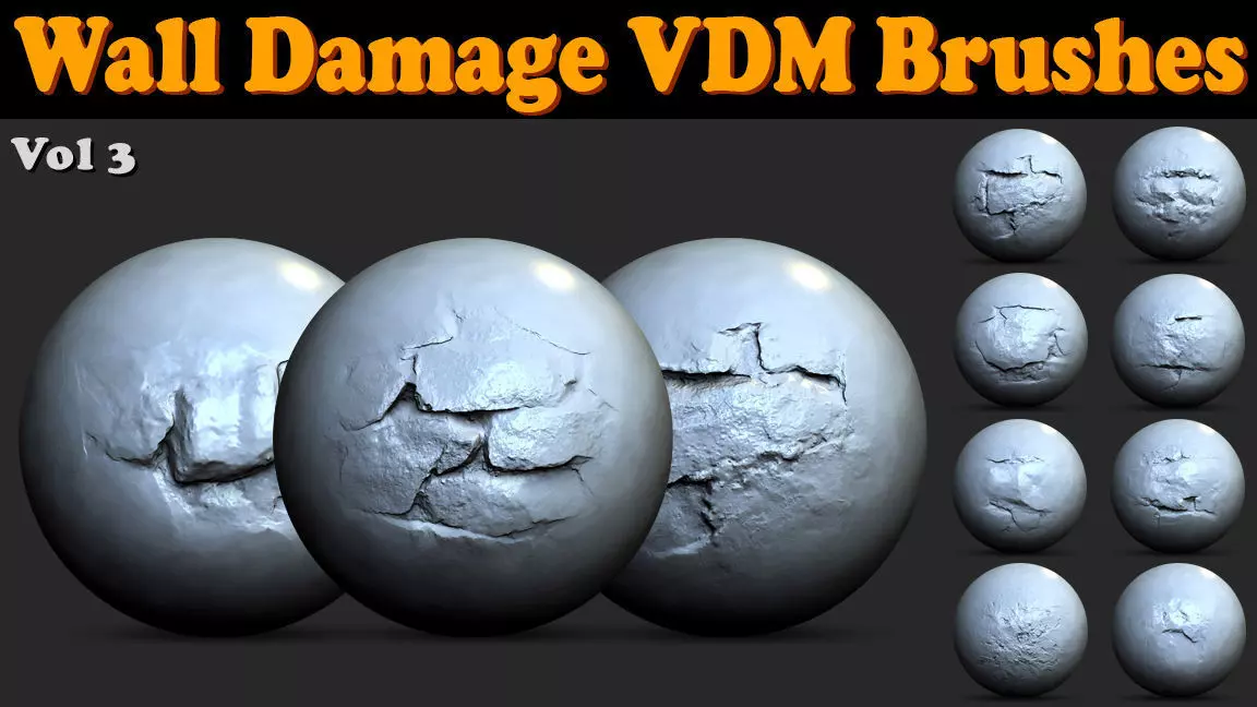 Wall Damage VDM Brushes Vol 3 Low-poly 3D model_0
