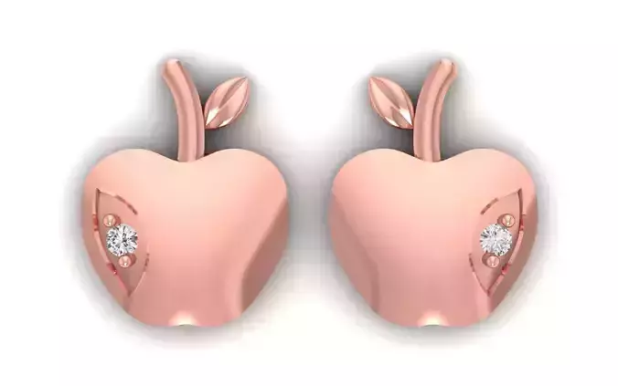 Women Apple Earrings 3dm STL  OBJ FBX Renders Details