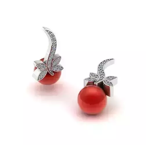 Earrings with pearl stones Model 2158