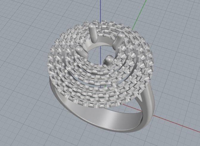 Ring with four rows of stones size6 Model 2173 3D print model_3