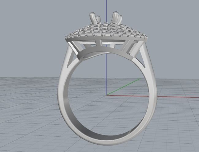 Ring with four rows of stones size6 Model 2173 3D print model_4