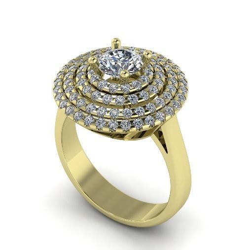 Ring with four rows of stones size6 Model 2173 3D print model_1