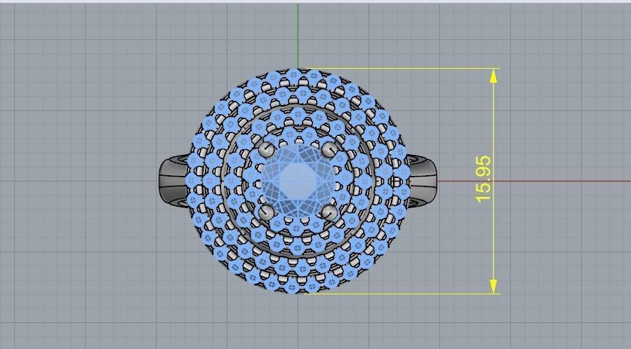 Ring with four rows of stones size6 Model 2173 3D print model_6