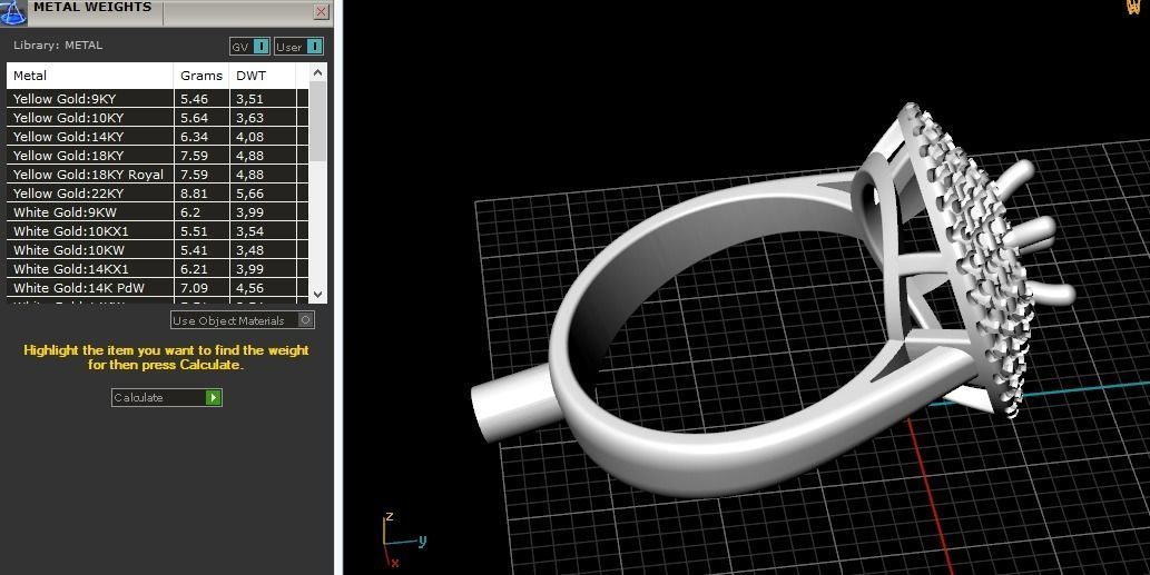 Ring with four rows of stones size6 Model 2173 3D print model_8