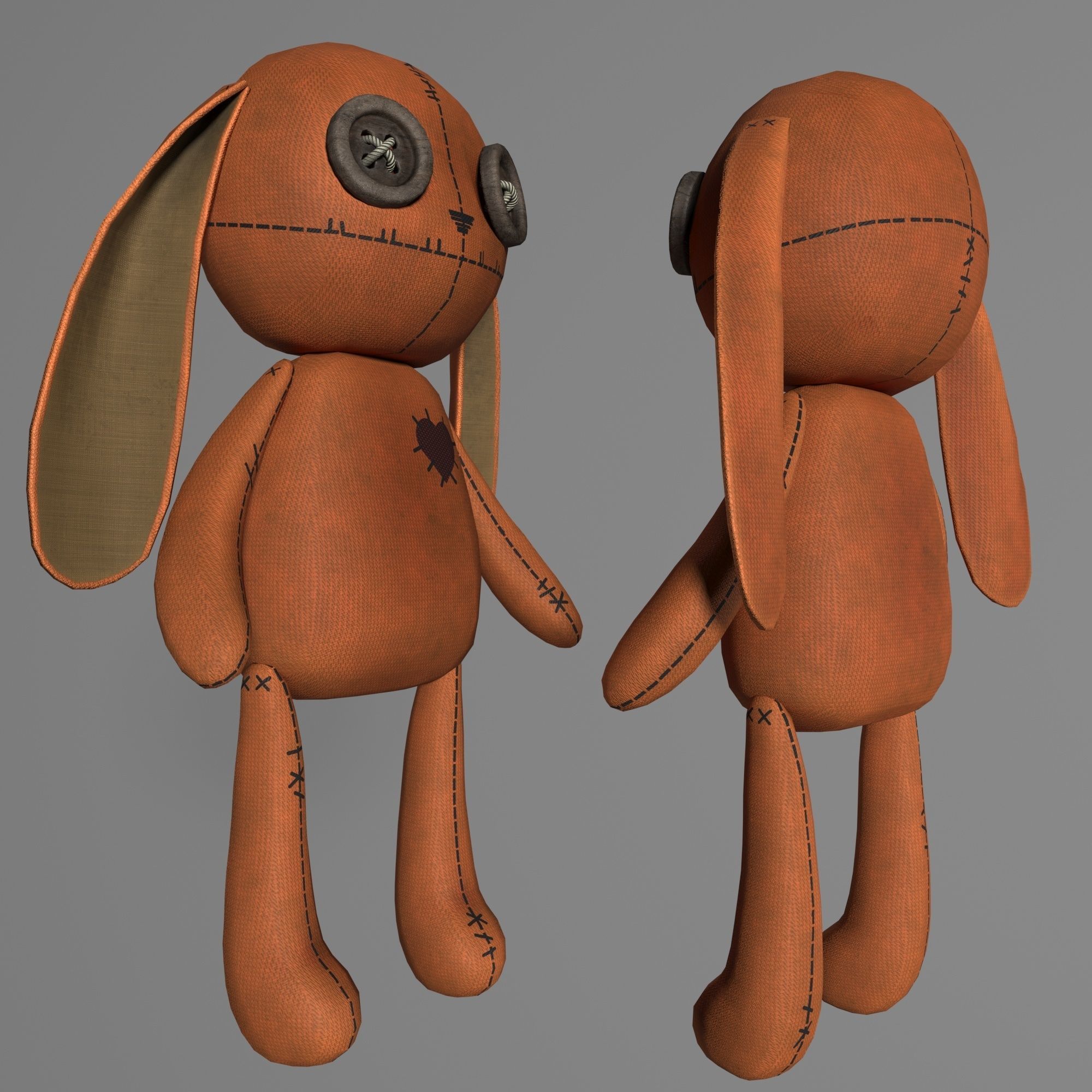 Rabbit doll Low-poly 3D model_2