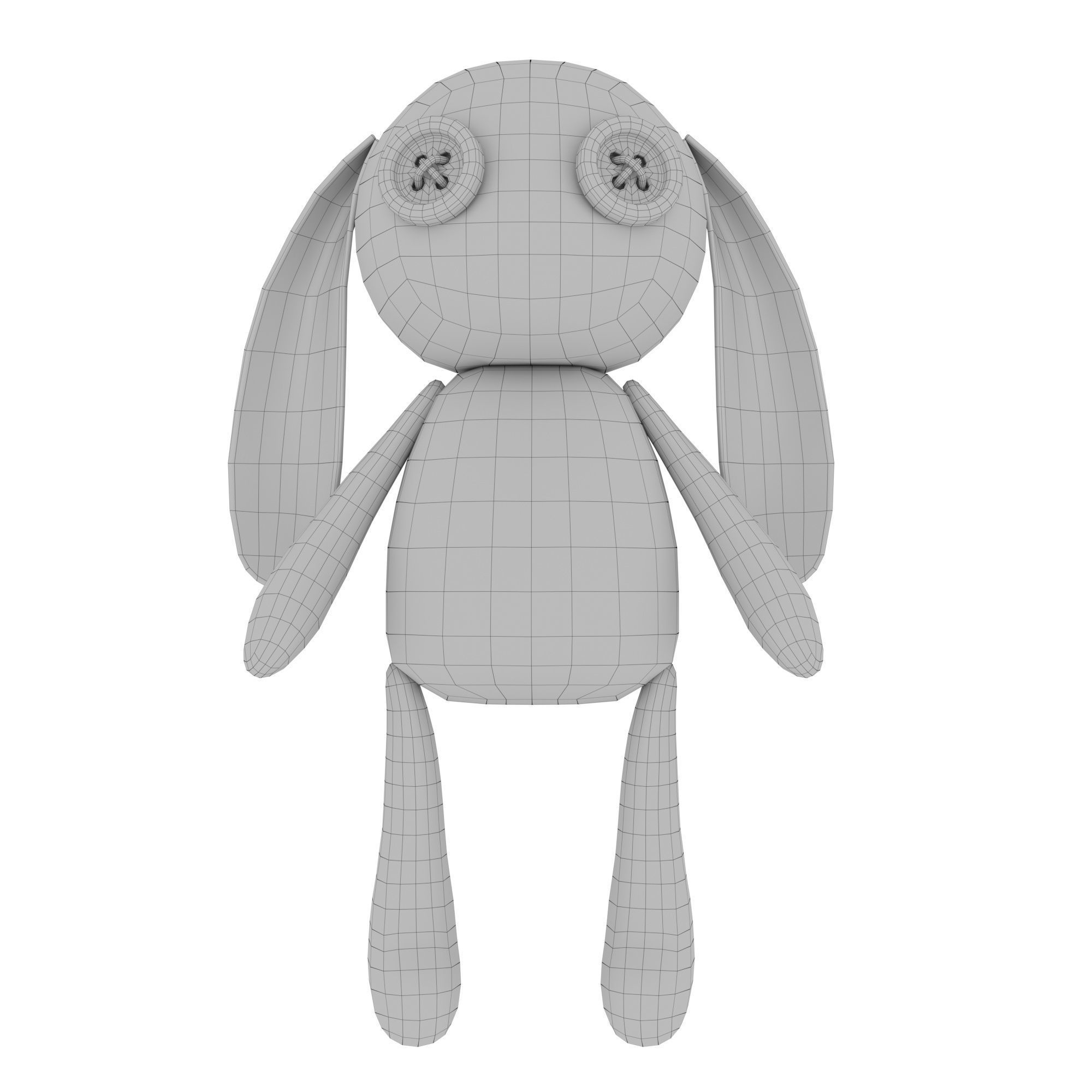 Rabbit doll Low-poly 3D model_4