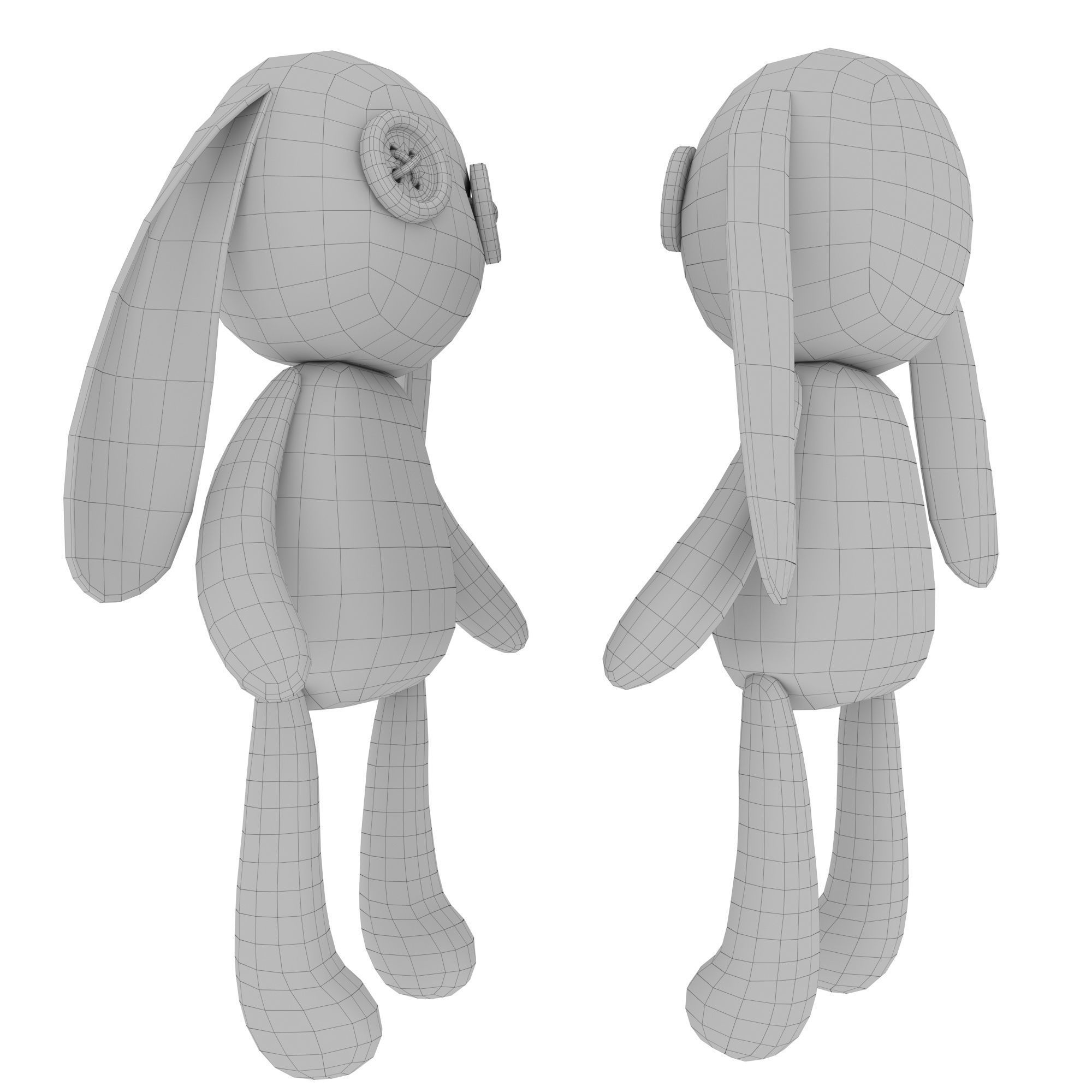 Rabbit doll Low-poly 3D model_7