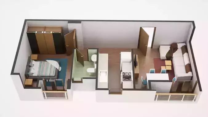 3D Floor Plan Model 15