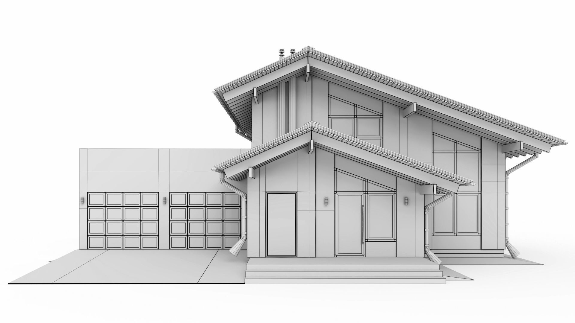 Modern swiss chalet 3D model_43