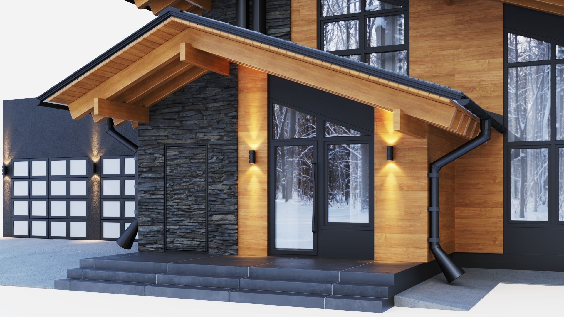 Modern swiss chalet 3D model_14