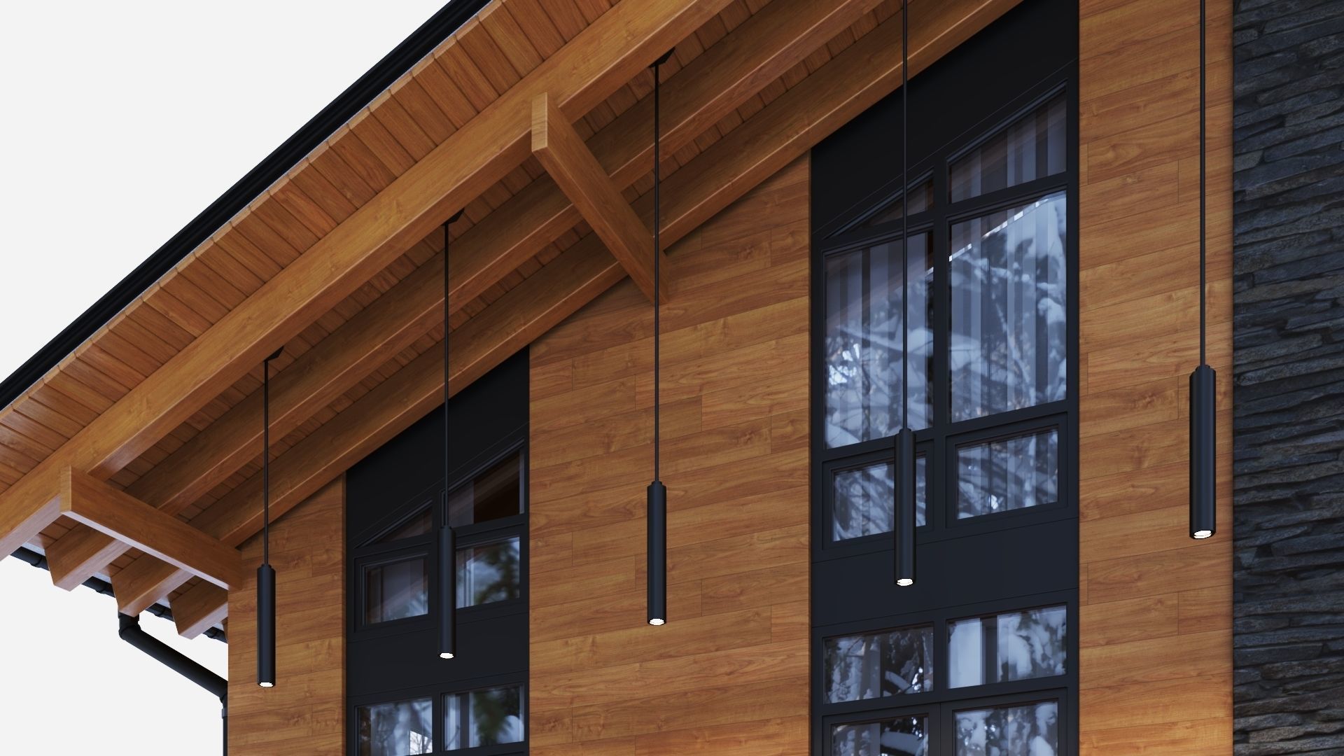 Modern swiss chalet 3D model_17