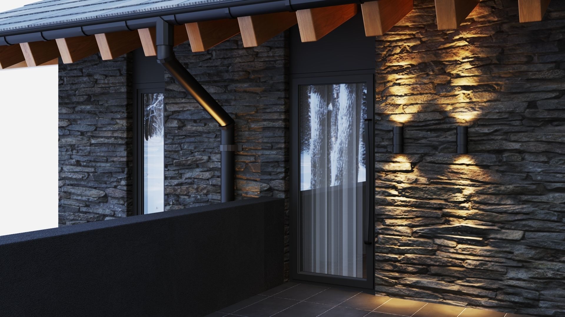 Modern swiss chalet 3D model_16