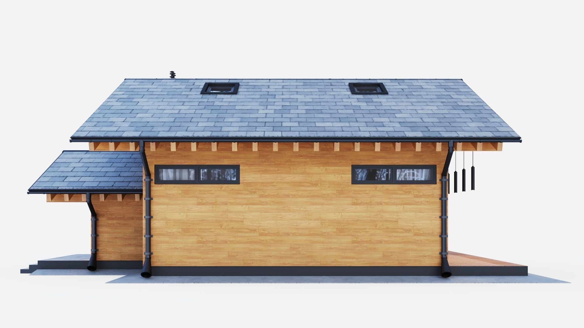 Modern swiss chalet 3D model_4