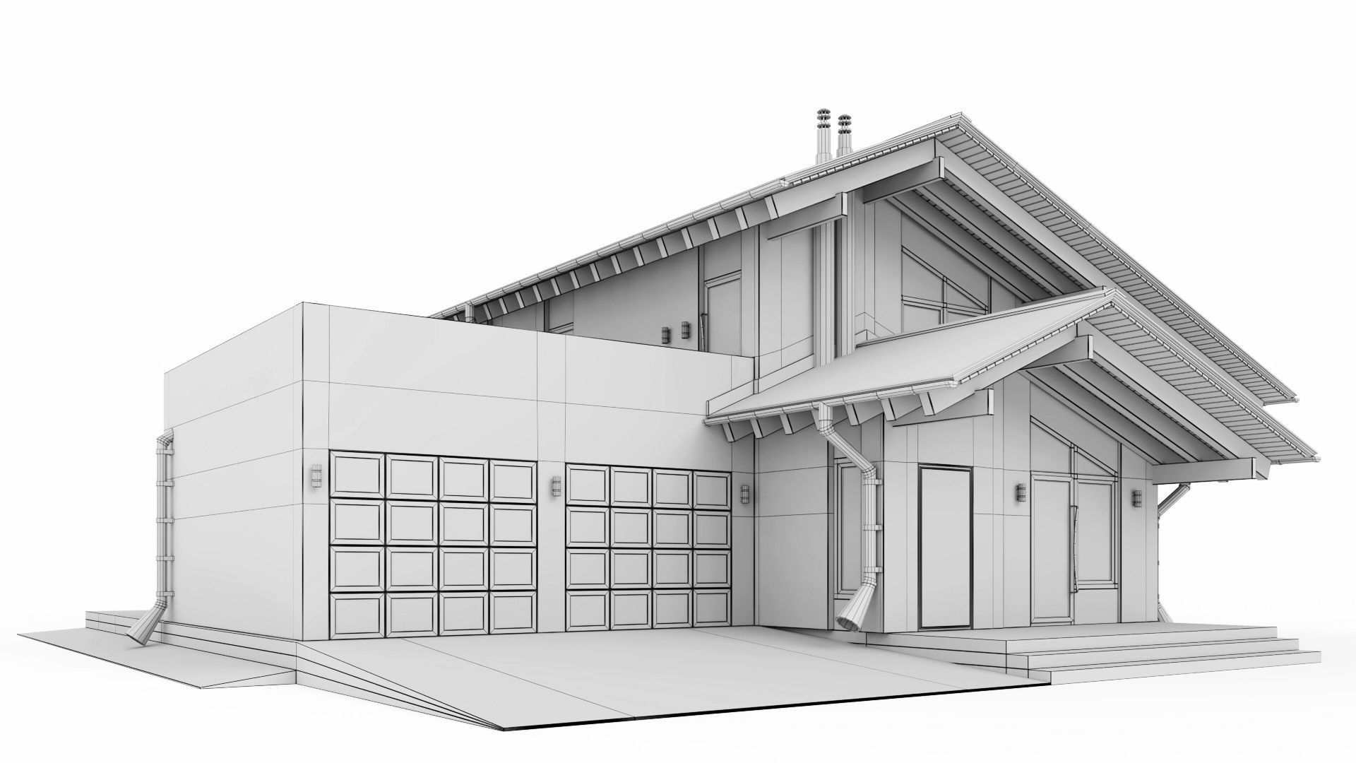 Modern swiss chalet 3D model_42
