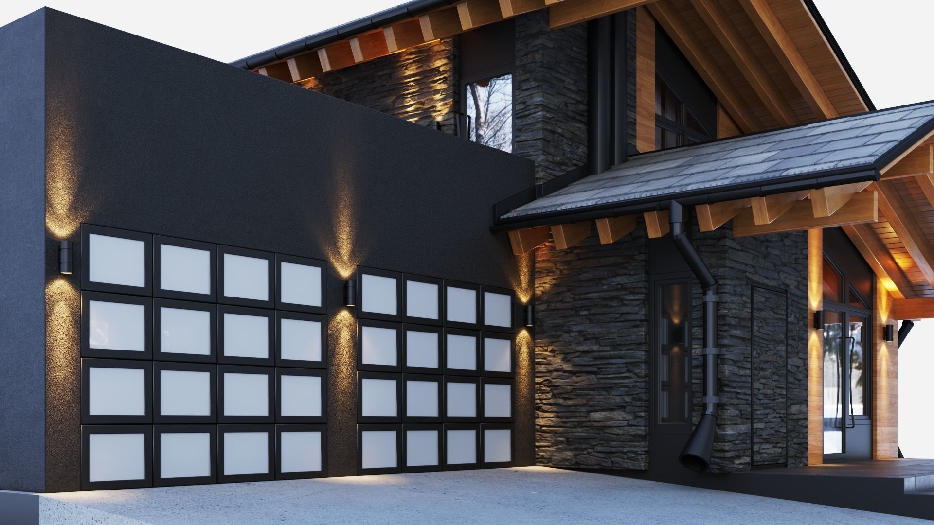 Modern swiss chalet 3D model_15