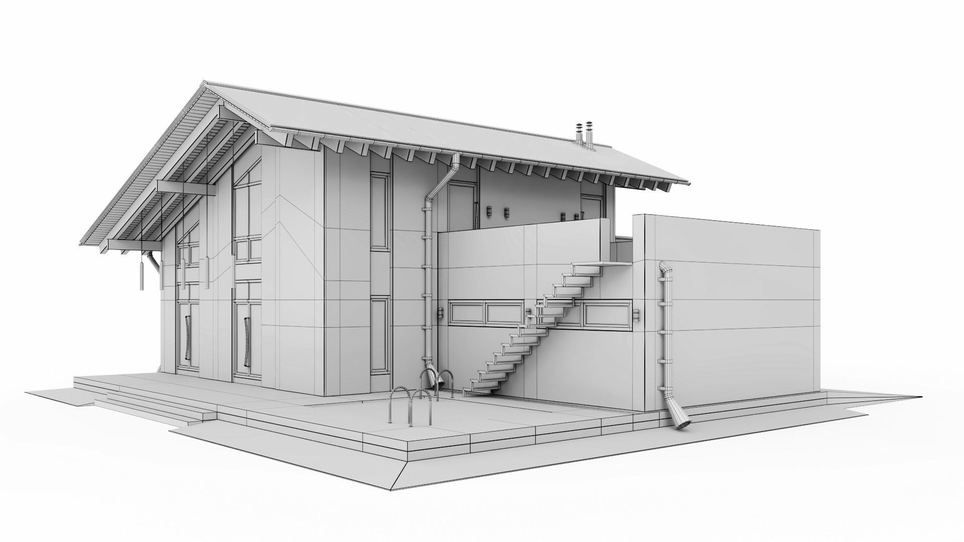 Modern swiss chalet 3D model_48