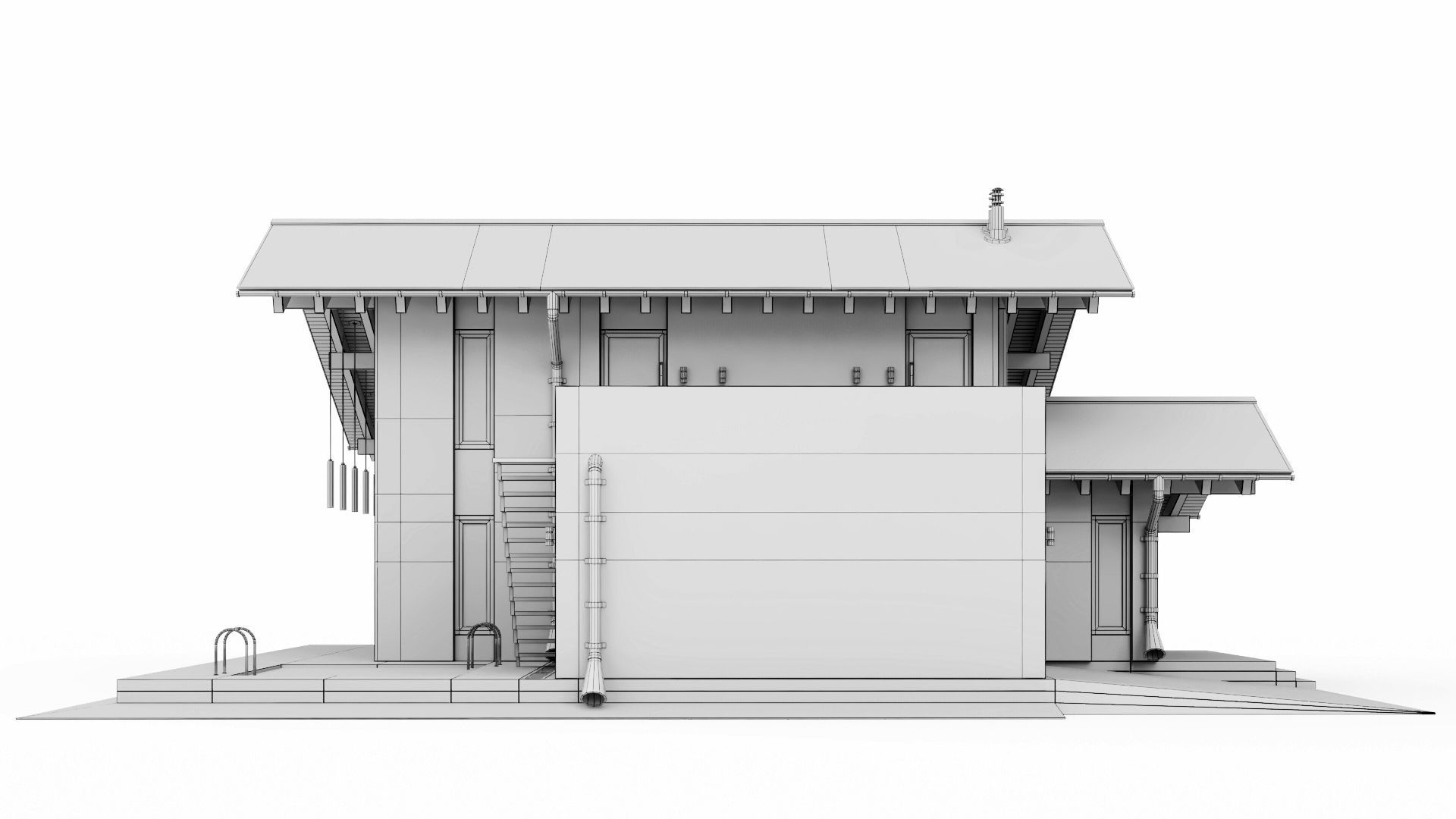 Modern swiss chalet 3D model_49