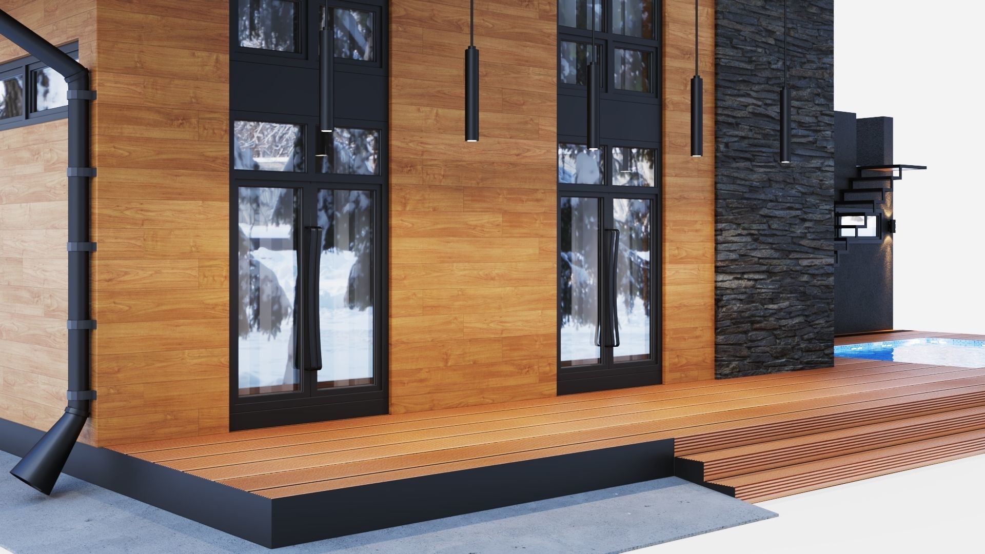 Modern swiss chalet 3D model_13