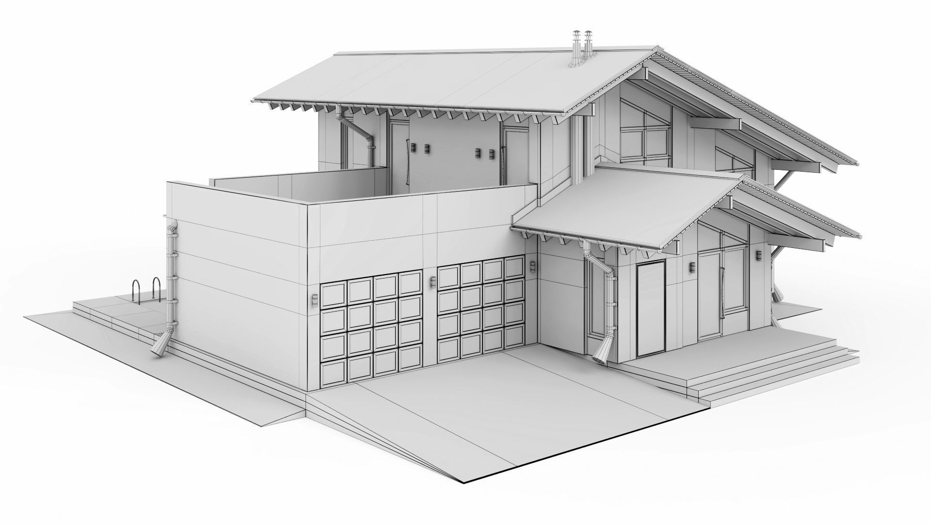 Modern swiss chalet 3D model_50
