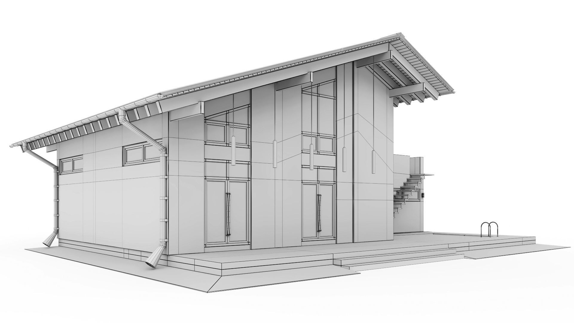 Modern swiss chalet 3D model_46