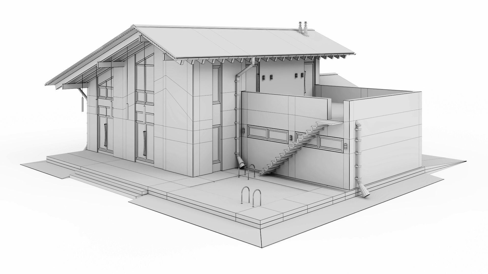 Modern swiss chalet 3D model_53