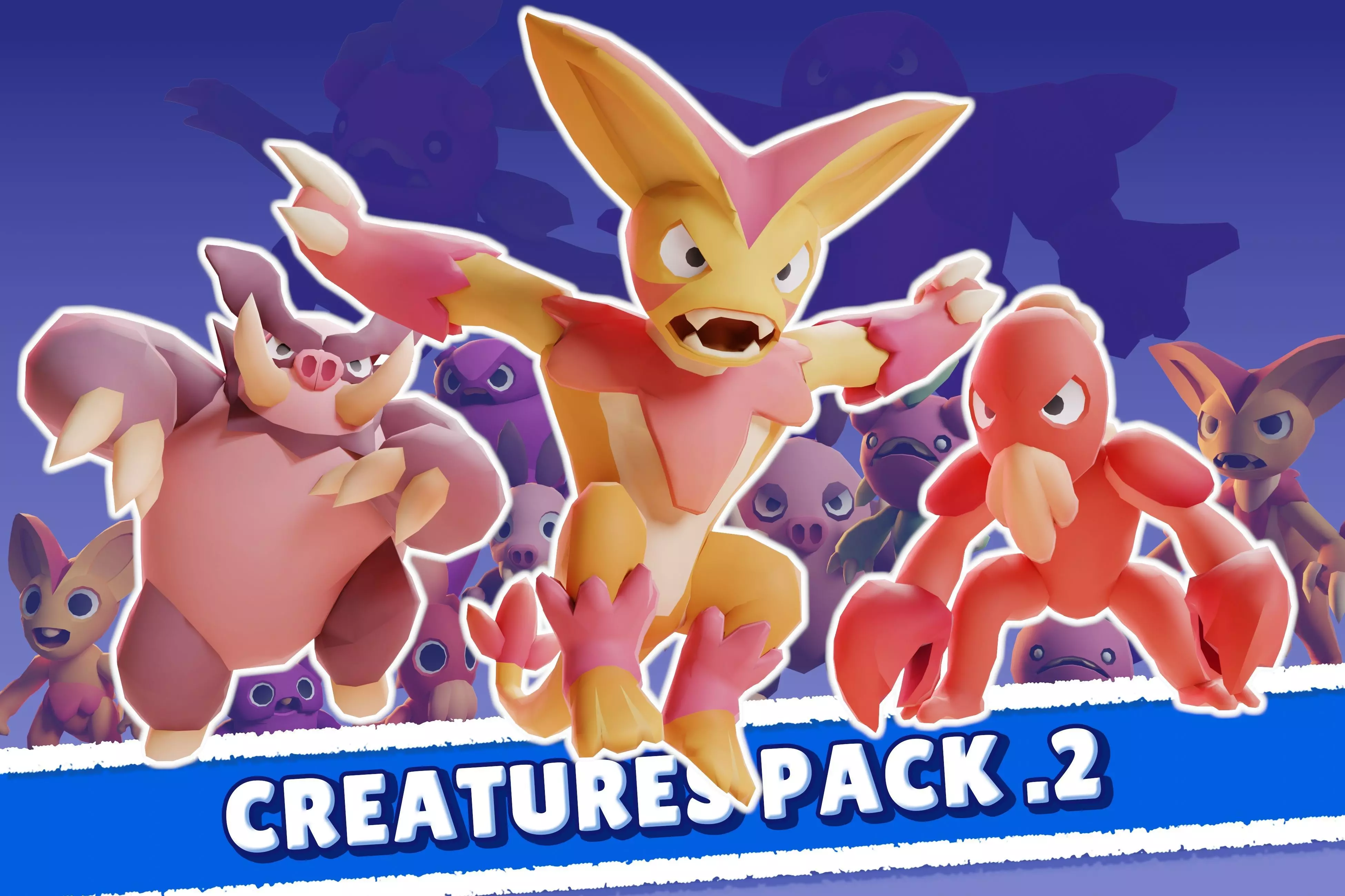 Cartoon Characters - Creatures Pack 02 Low-poly 3D model_0
