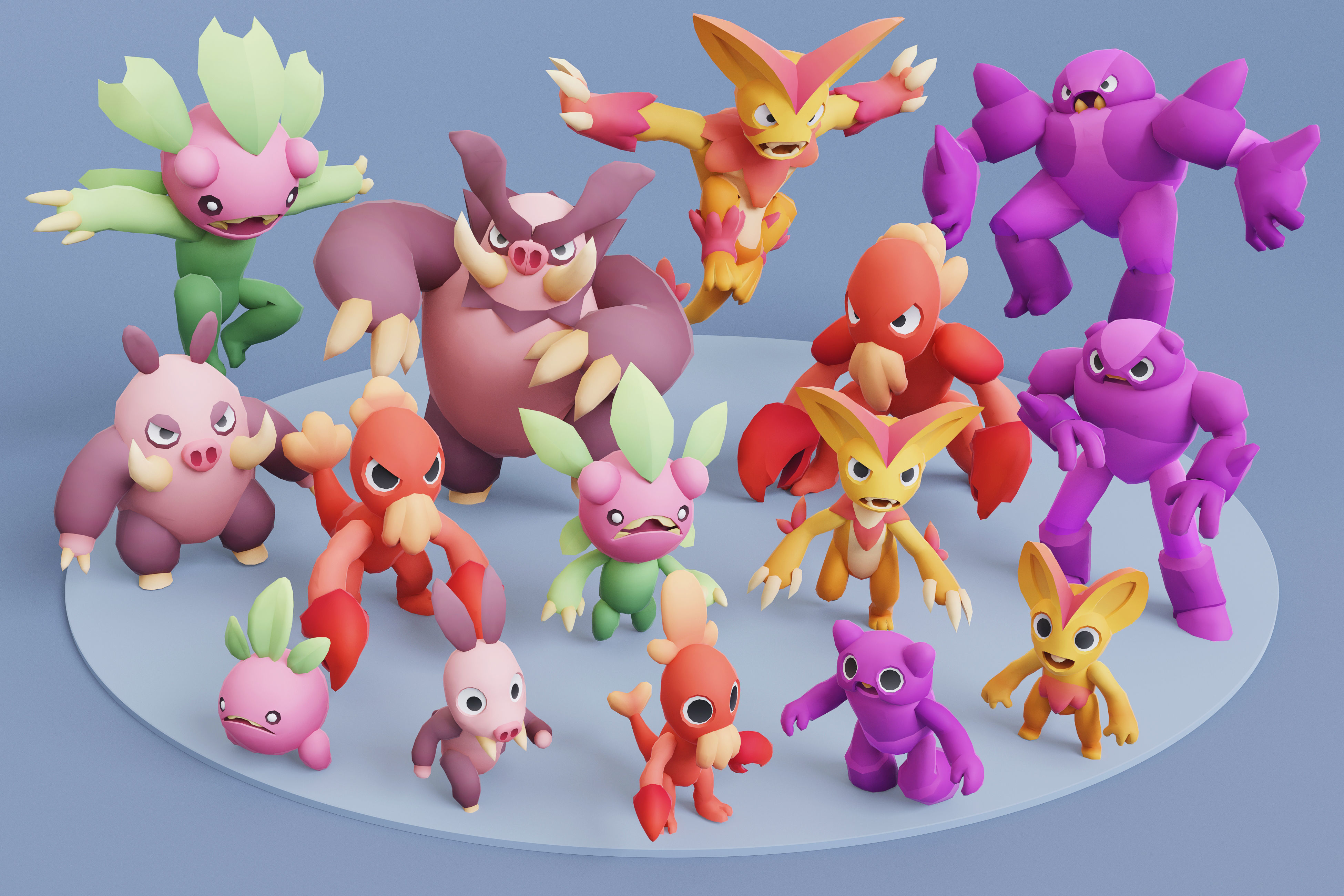 Cartoon Characters - Creatures Pack 02 Low-poly 3D model_20