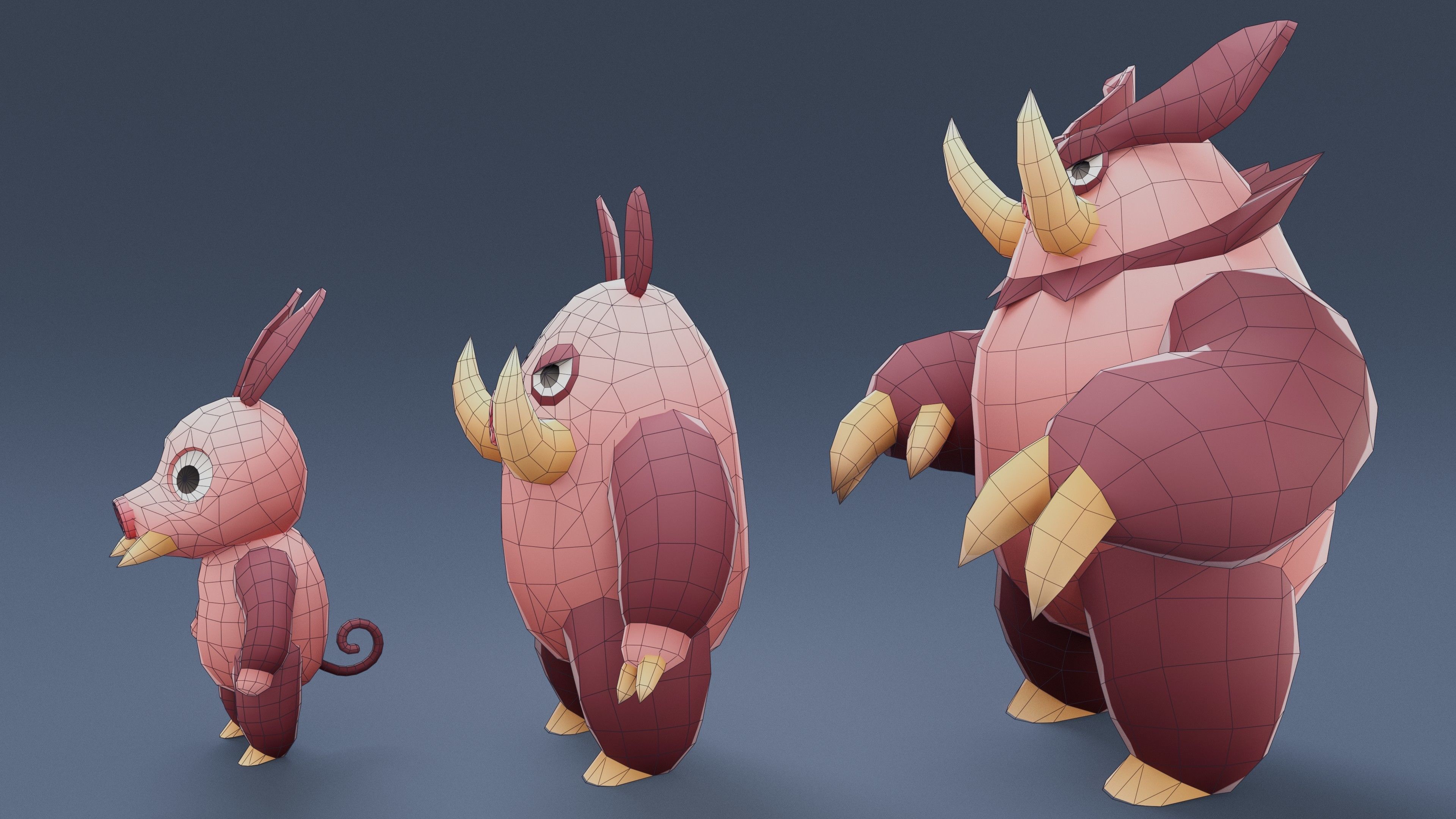 Cartoon Characters - Creatures Pack 02 Low-poly 3D model_27