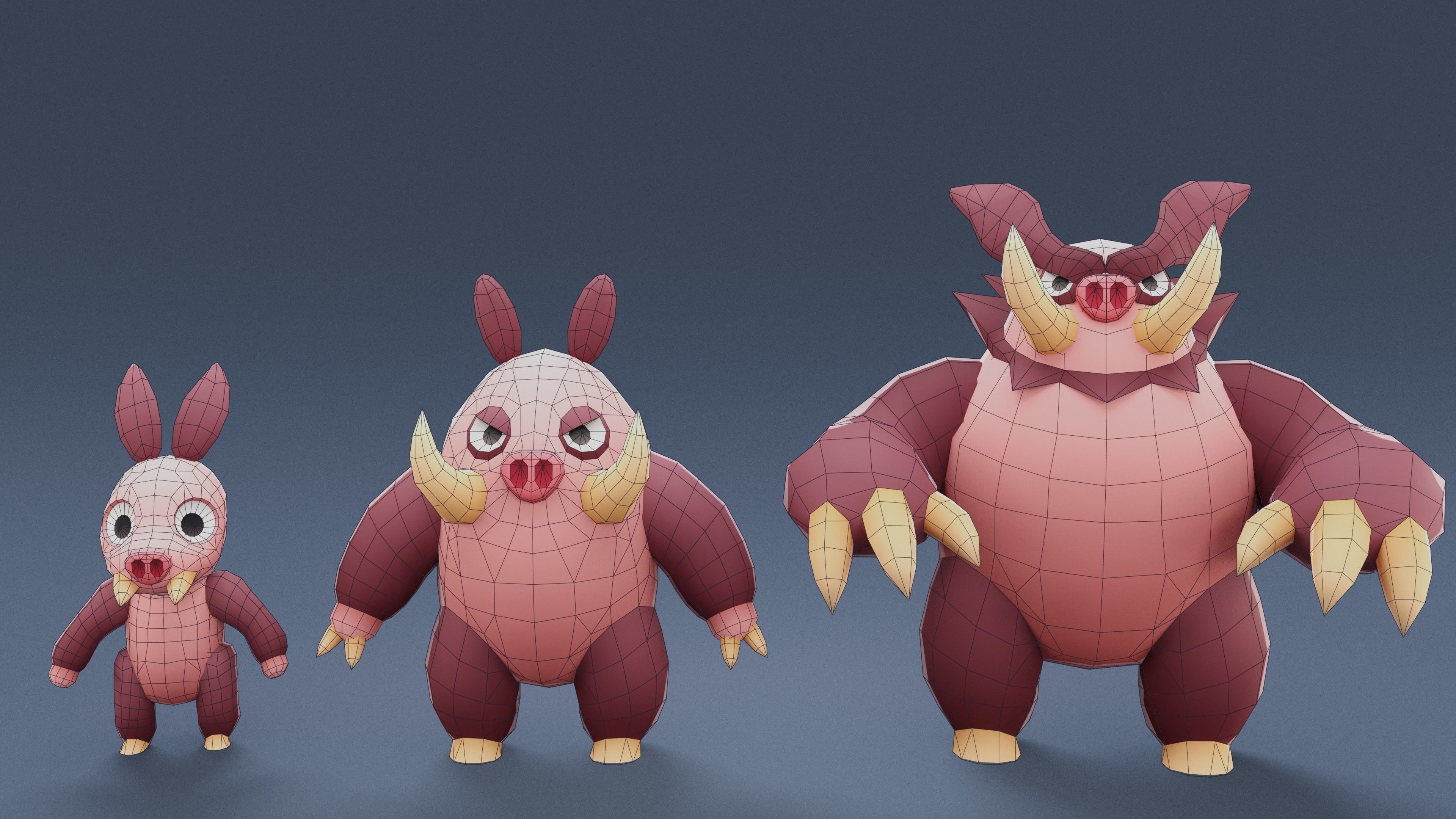 Cartoon Characters - Creatures Pack 02 Low-poly 3D model_25